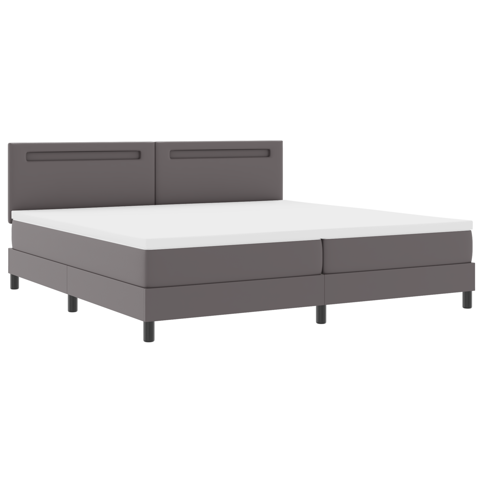Thumbnail - vidaXL Boxspringbett mit Matratze in Grau, 200 x 200 cm, Kunstleder.
