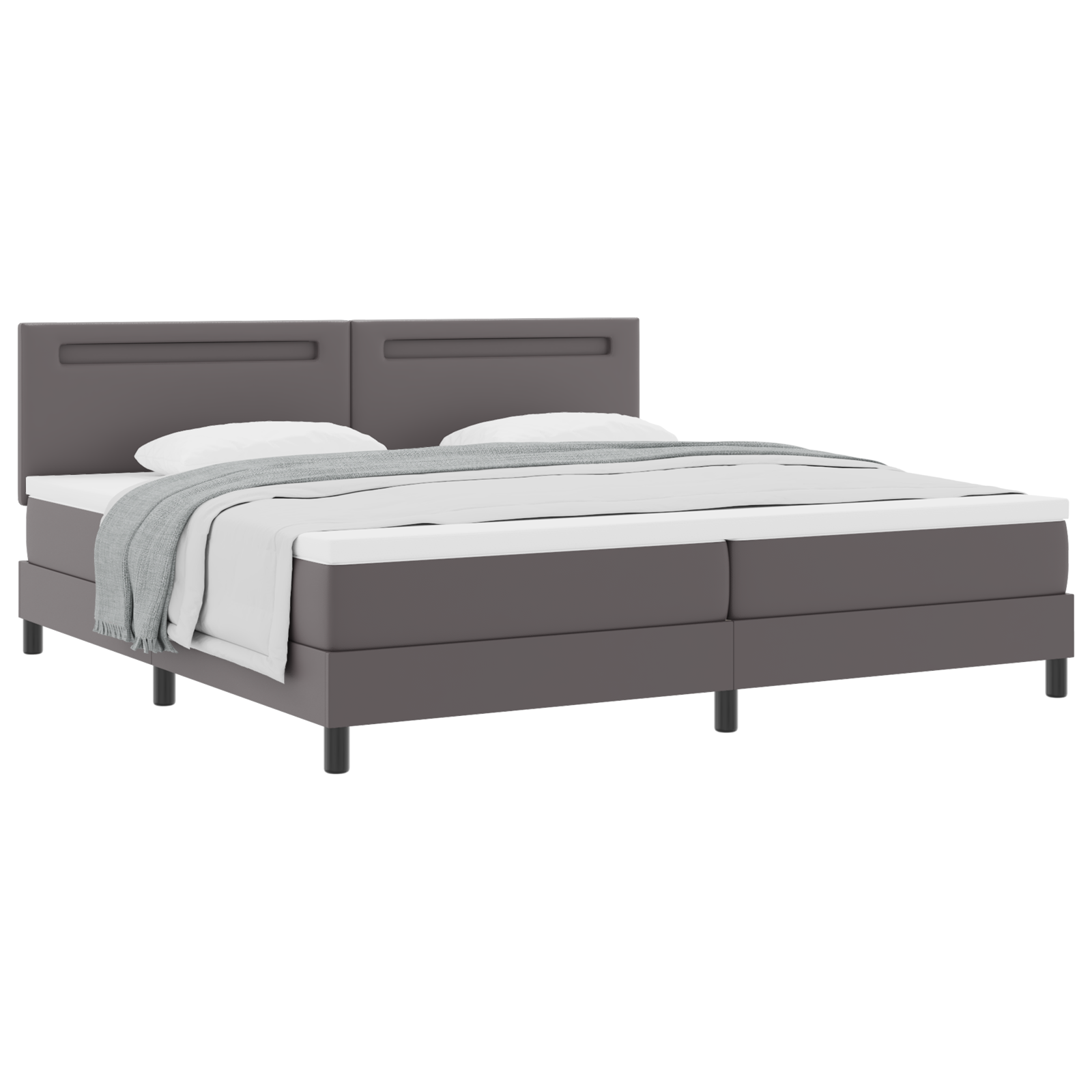 Thumbnail - vidaXL Boxspringbett mit Matratze in Grau, 200 x 200 cm, Kunstleder.