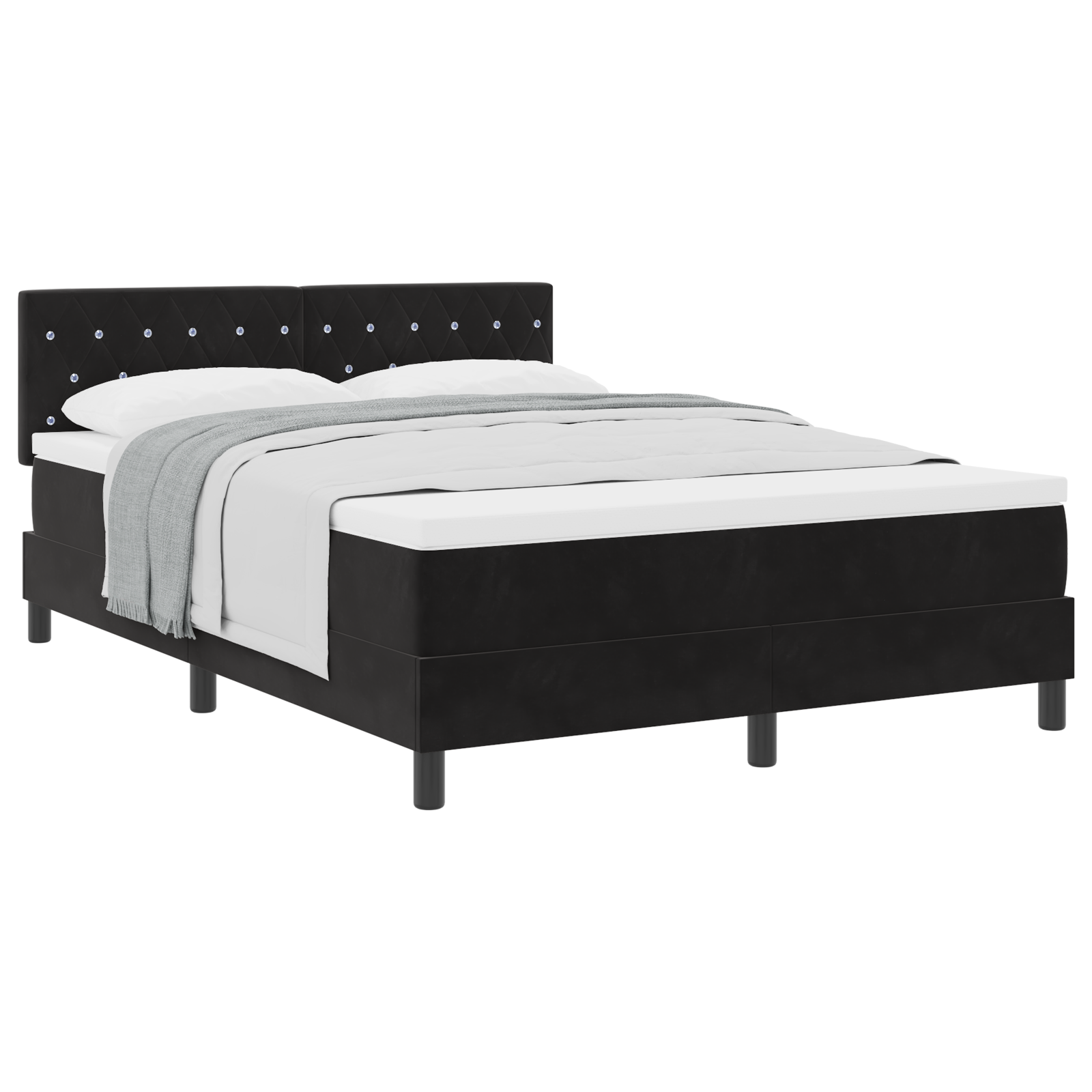 Thumbnail - vidaXL Boxspringbett mit Matratze Schwarz 160x200 cm Samt