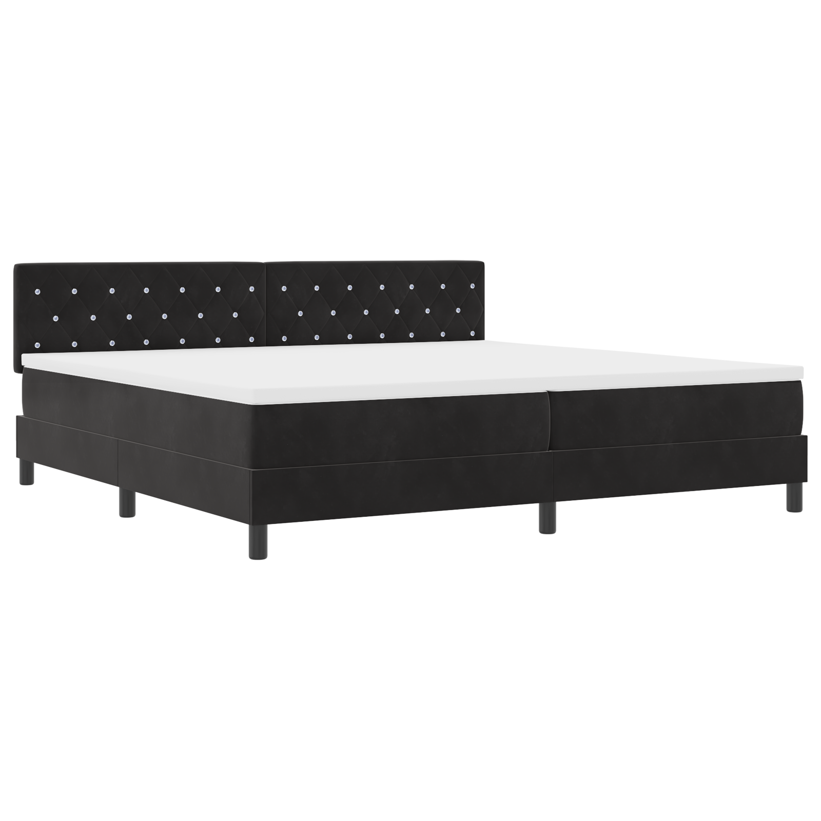 Čiužinys su pagrindu Juodas 200x200 cm Aksomas - Image 3