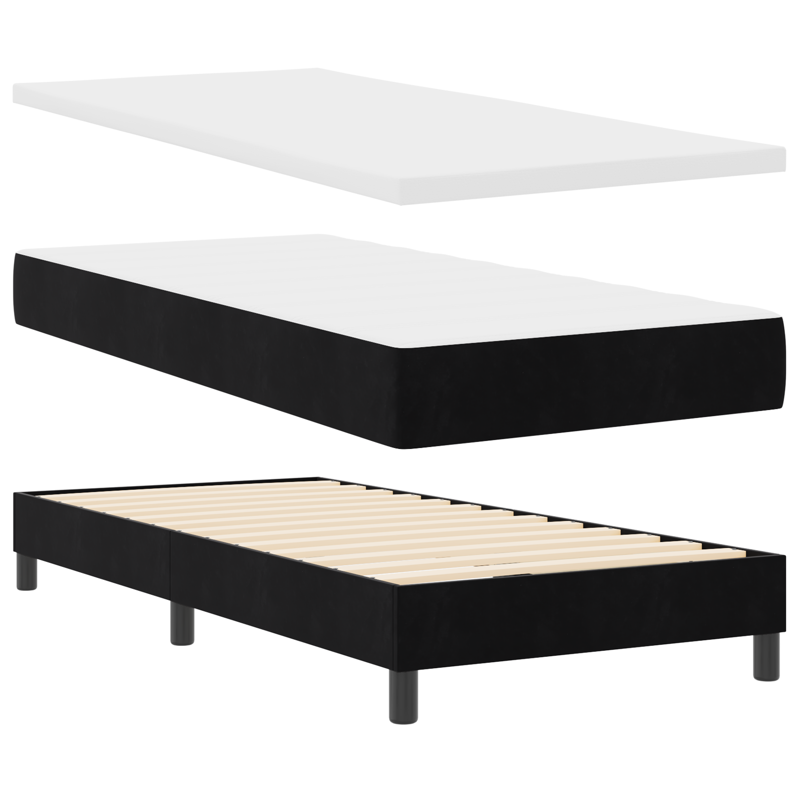 Box Spring lova su čiužiniu Juoda Viengule Aksominė - Image 6