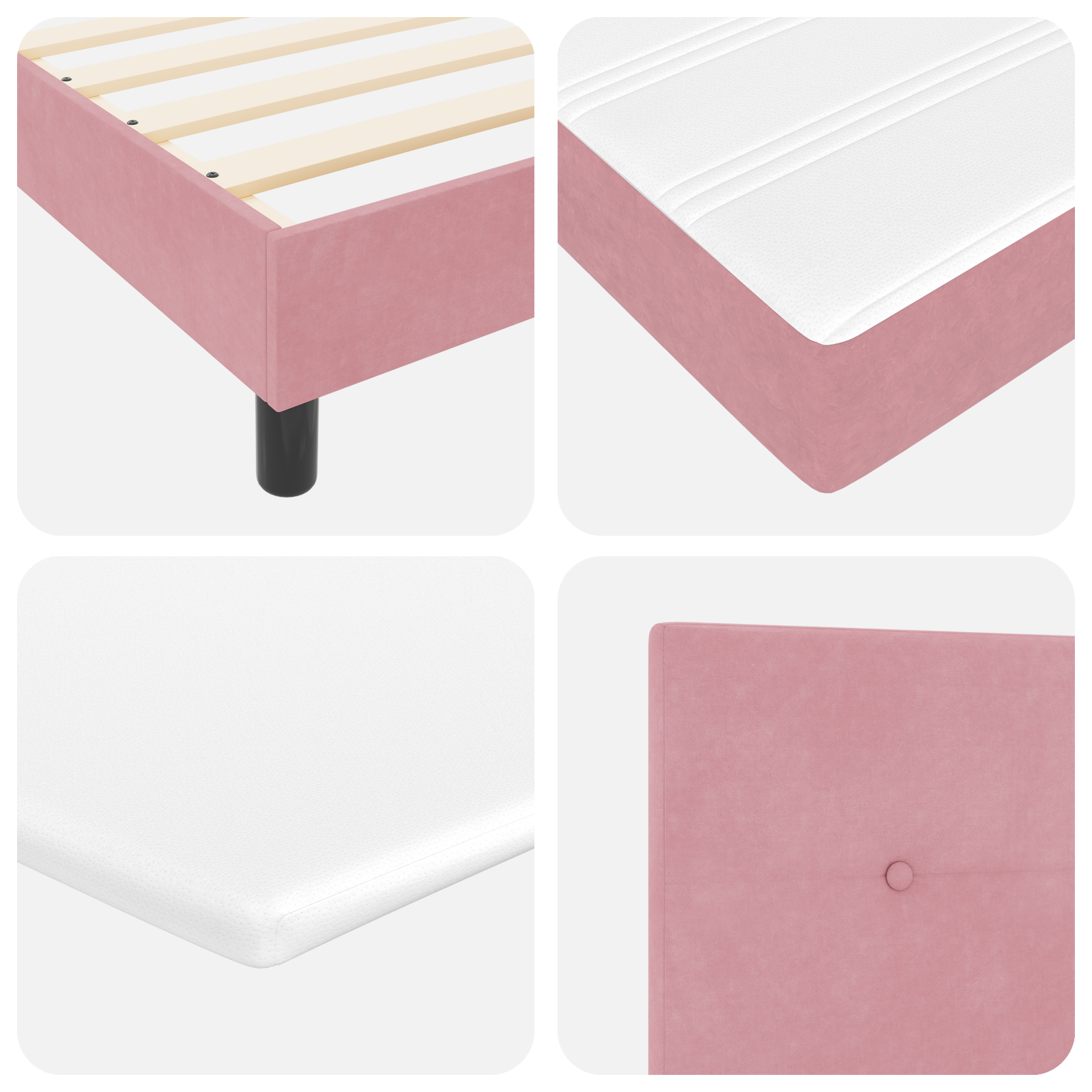 Čiužinio lova su čiužiniu Rožinė 160x200 cm Aksomas - Image 11