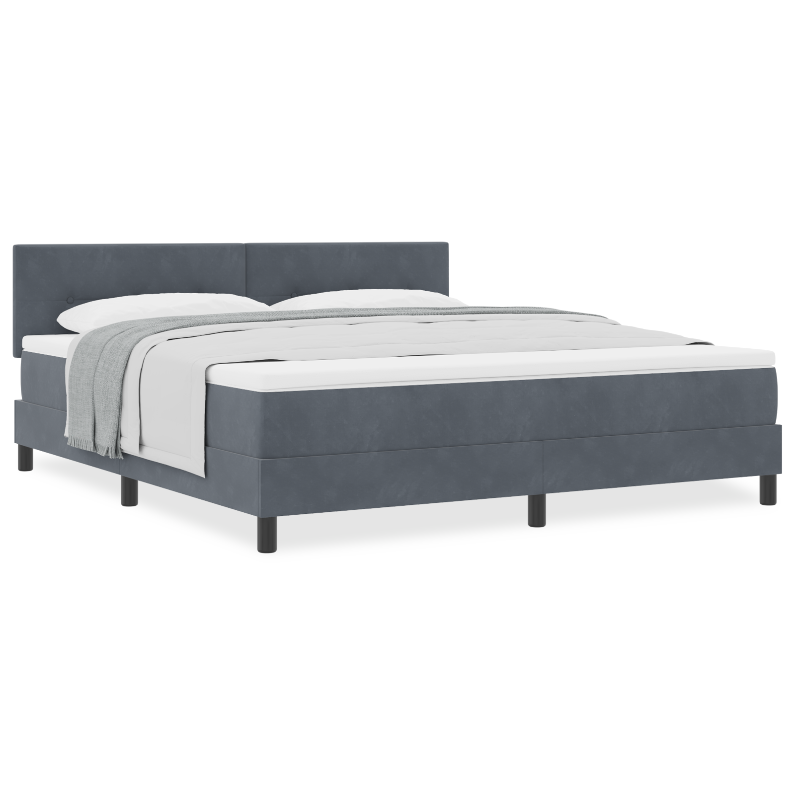 Box Spring Lovos su Čiužiniu Tamsiai Pilka Super Karališka Aksomas - Image 4