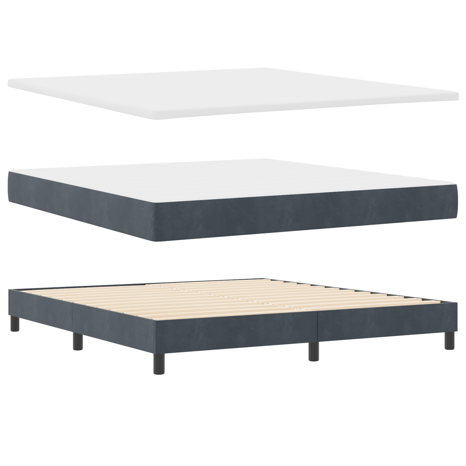 Box Spring Lovos su Čiužiniu Tamsiai Pilka Super Karališka Aksomas - Image 6