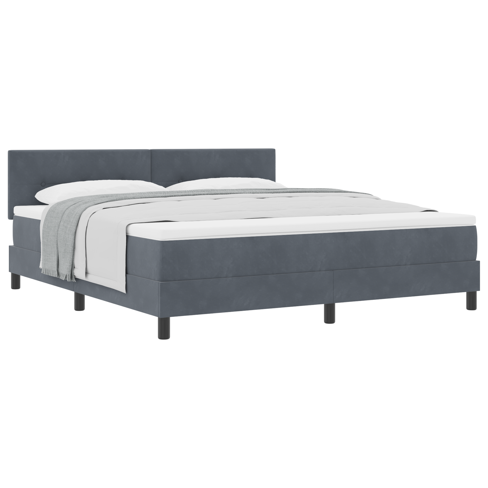 Box Spring Lovos su Čiužiniu Tamsiai Pilka Super Karališka Aksomas - Image 2
