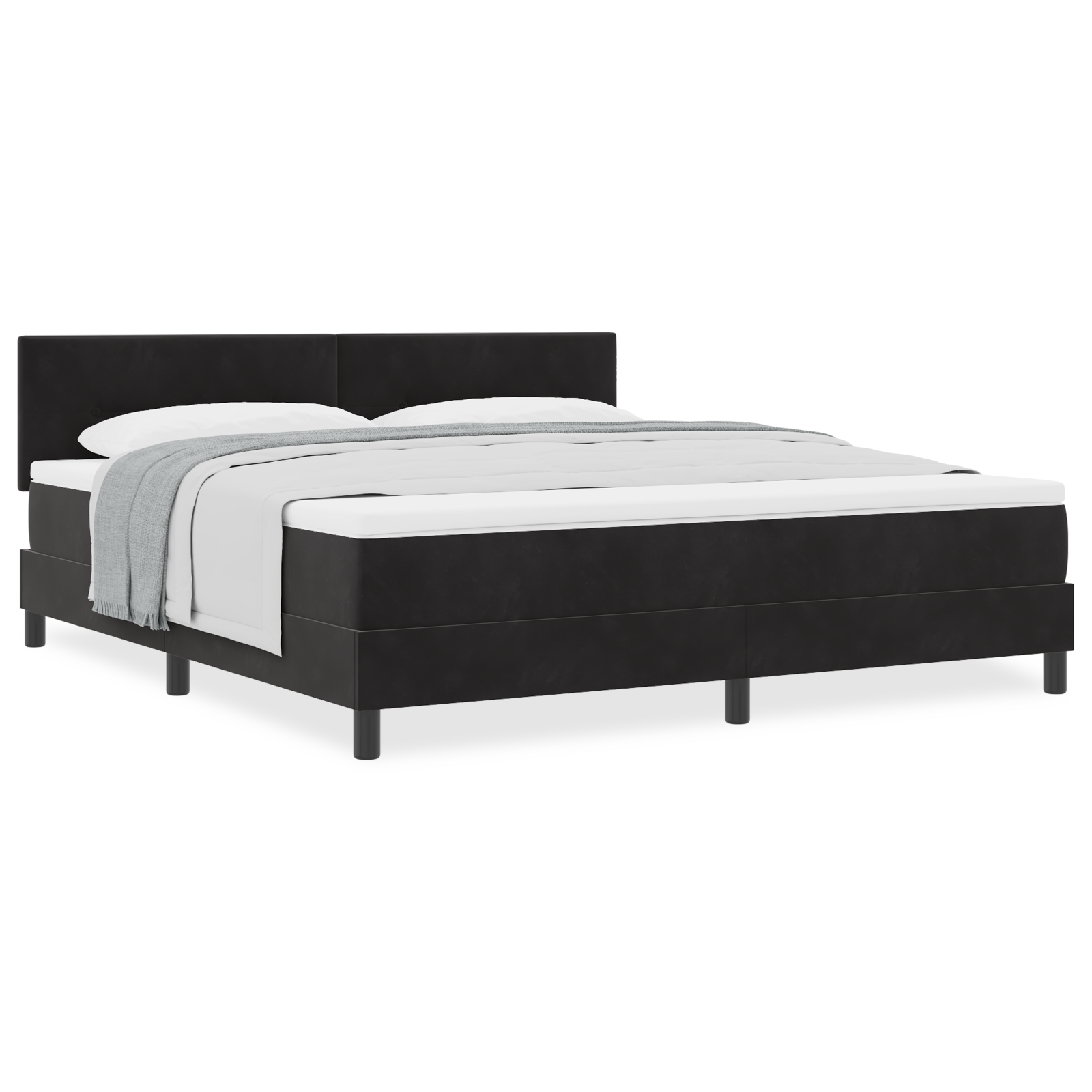 Box Spring lova su čiužiniu juoda super king velveto - Image 4