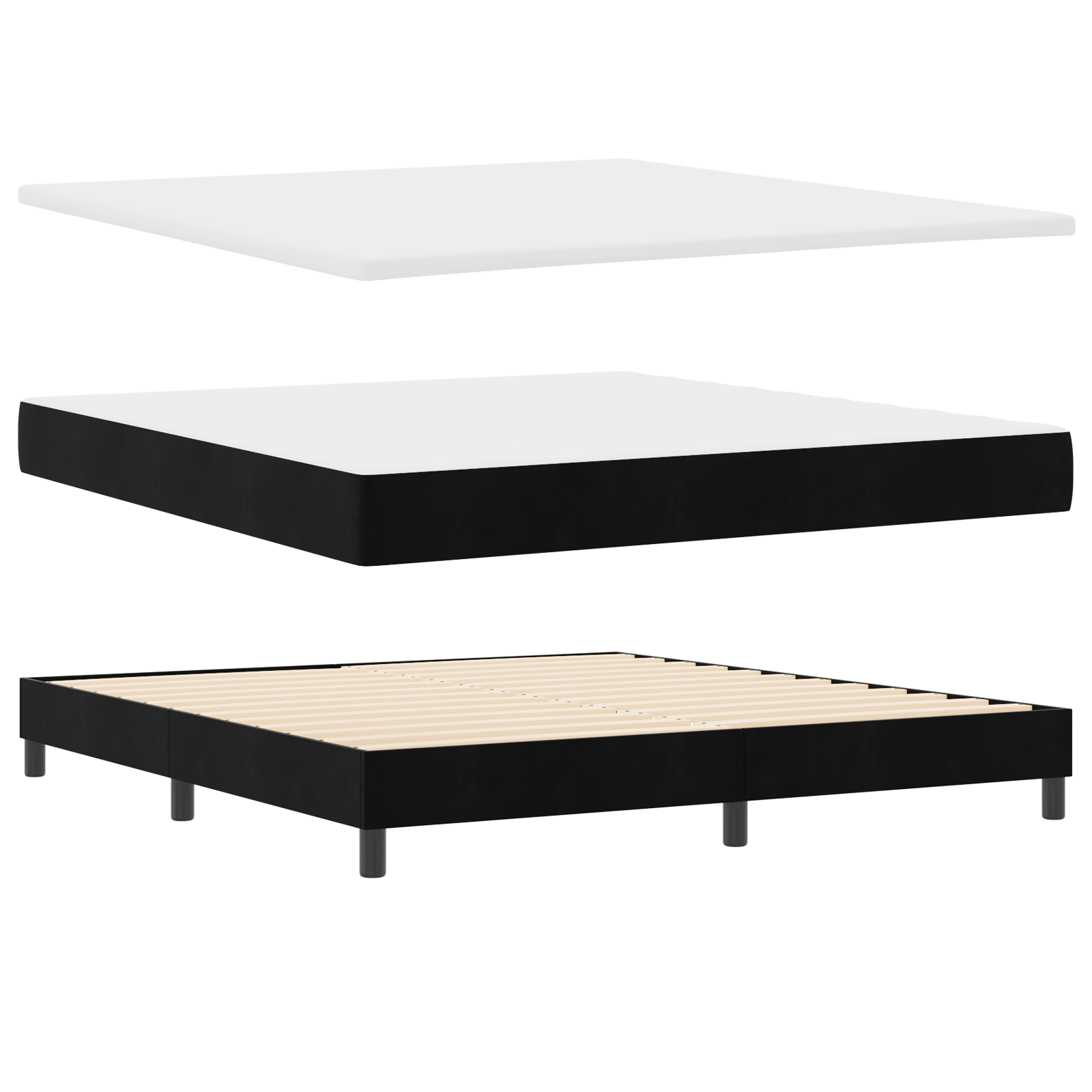 Box Spring lova su čiužiniu juoda super king velveto - Image 5