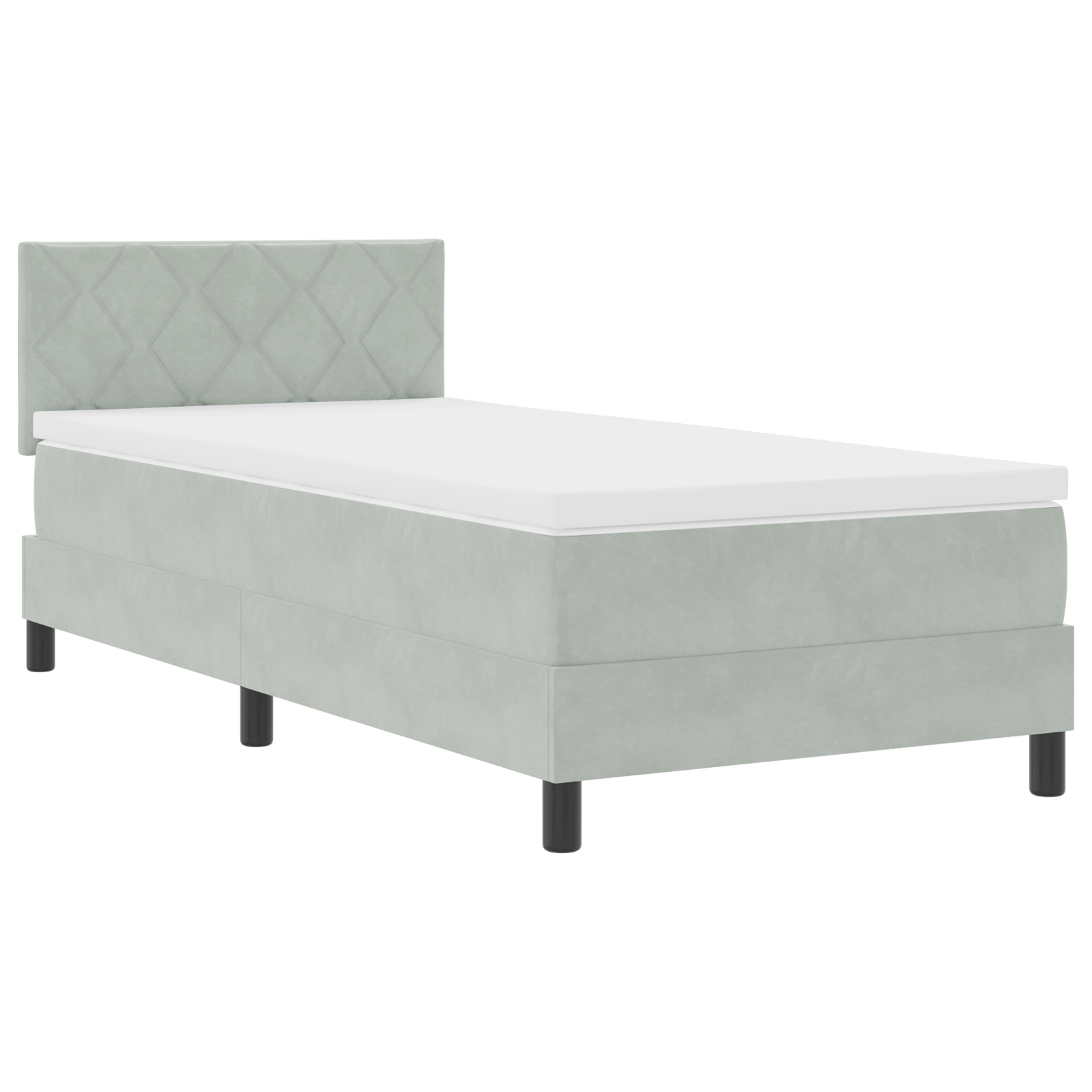 Box Spring lova su čiužiniu Šviesiai pilka 100x200 cm Aksomas - Image 3