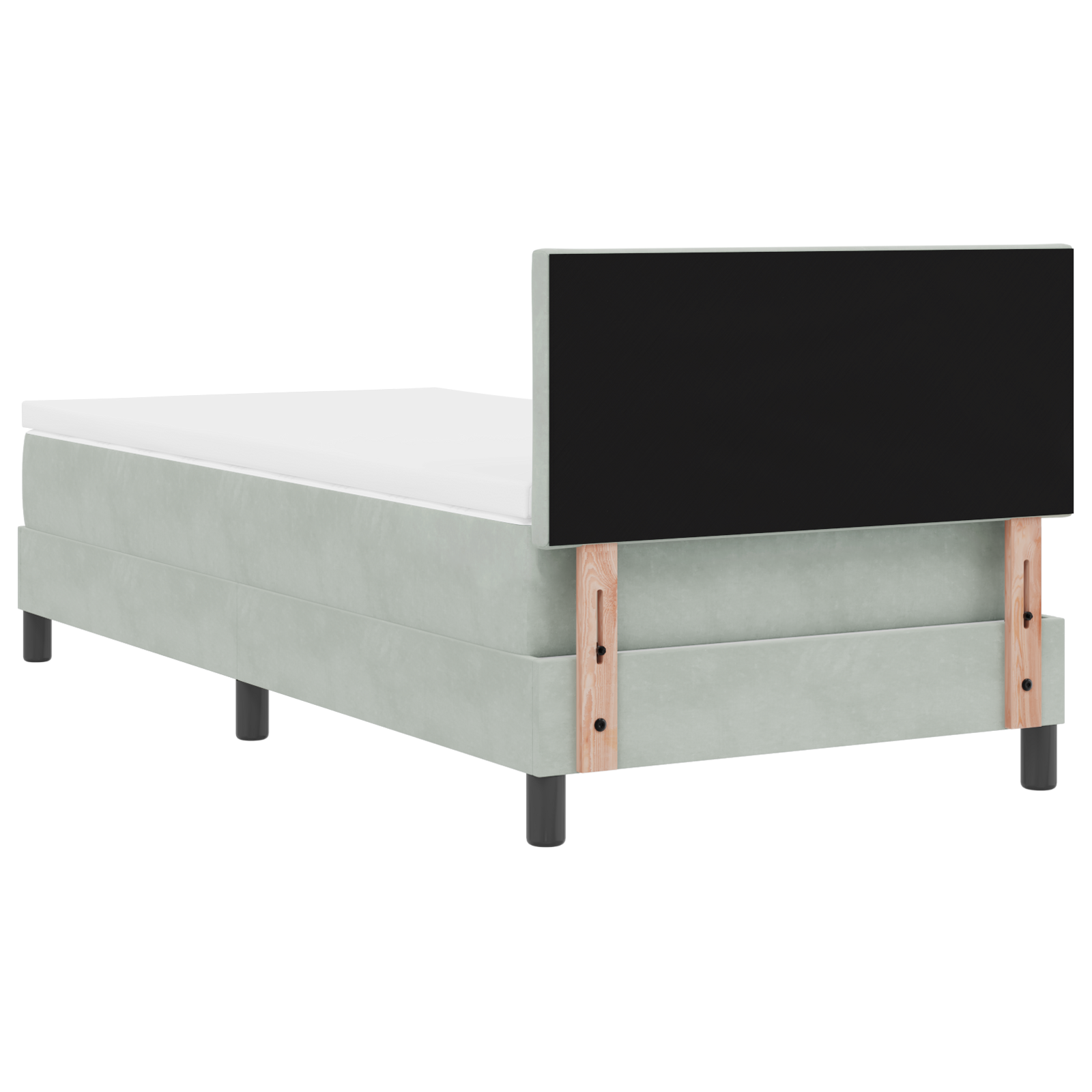 Box Spring lova su čiužiniu Šviesiai pilka 100x200 cm Aksomas - Image 10