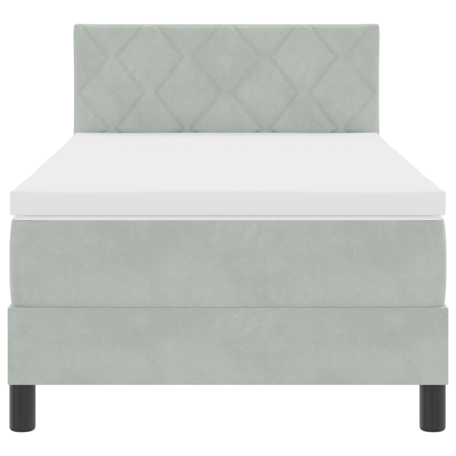 Box Spring lova su čiužiniu Šviesiai pilka 100x200 cm Aksomas - Image 8