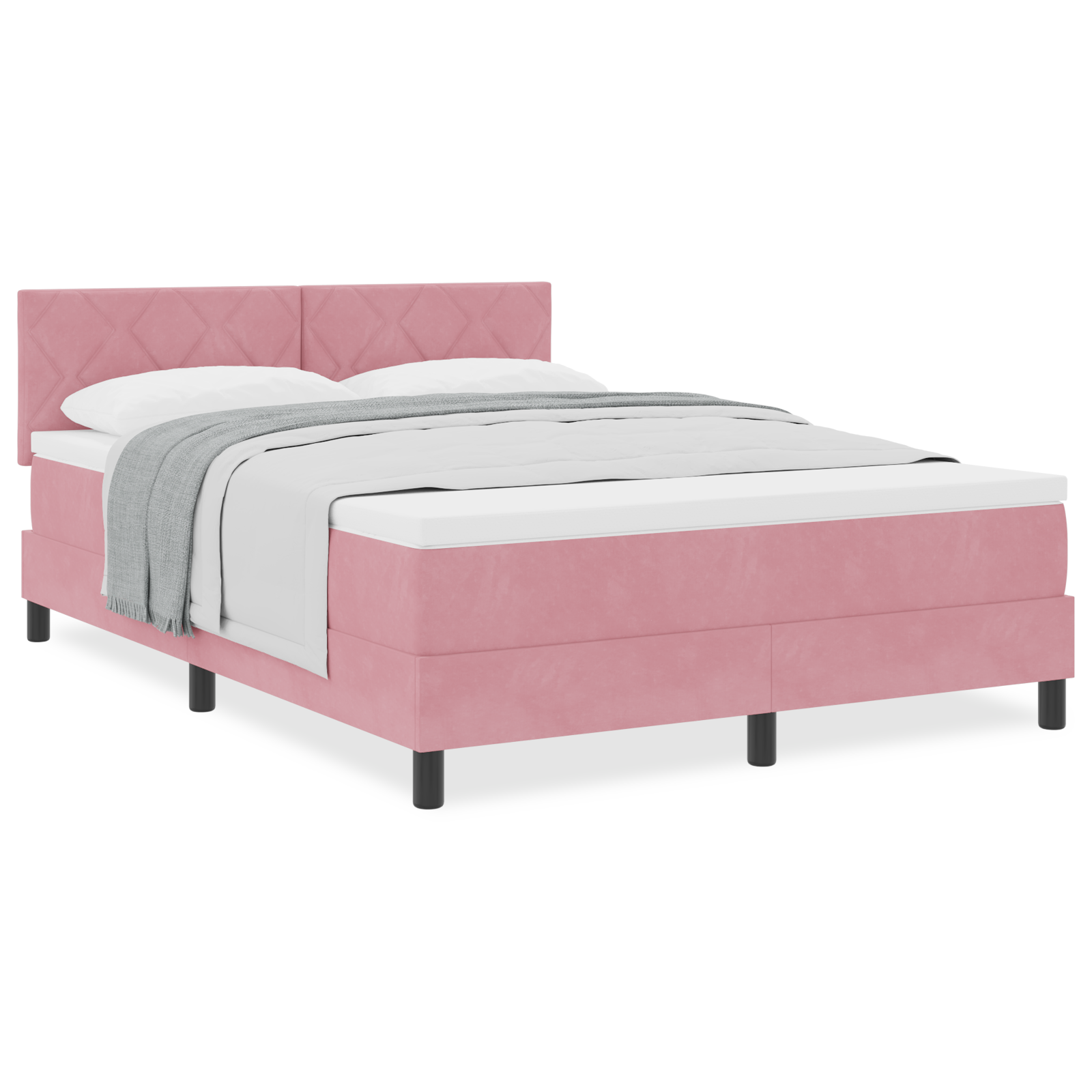 Lova su čiužiniu Rožinė 160x200 cm Aksomas - Image 4