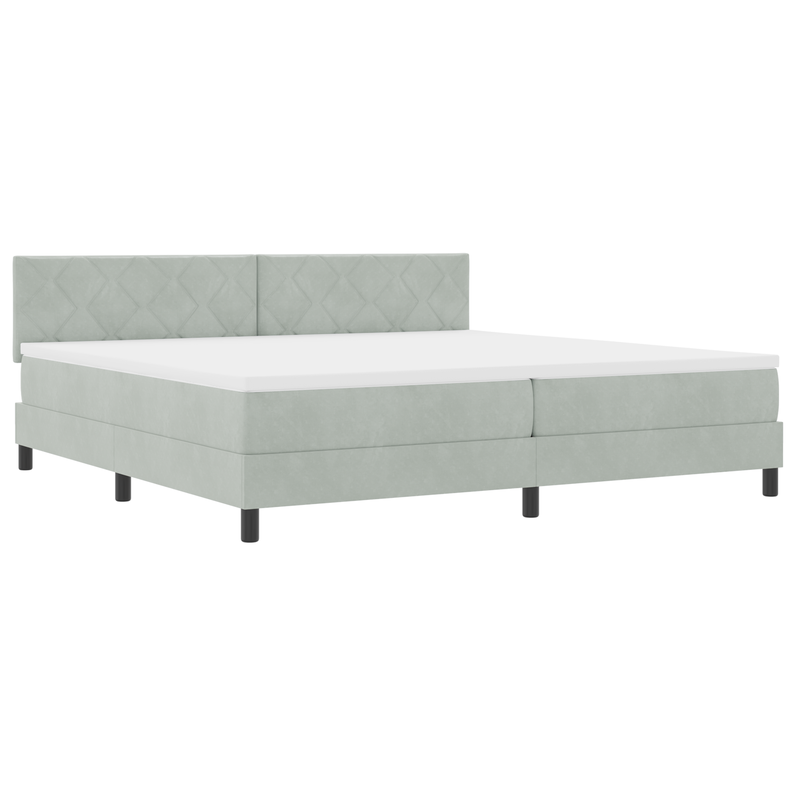 Čiužinys su apatine lova Šviesiai pilka 200x200 cm Aksomas - Image 3
