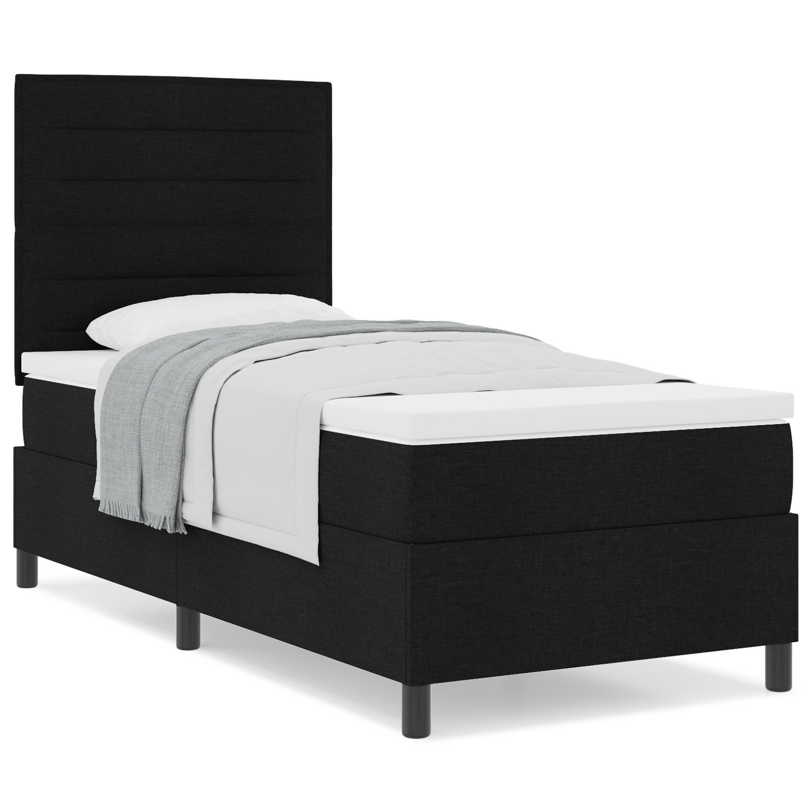 juoda miegamojo lova su čiužiniu 80x200 cm audinys - Image 4