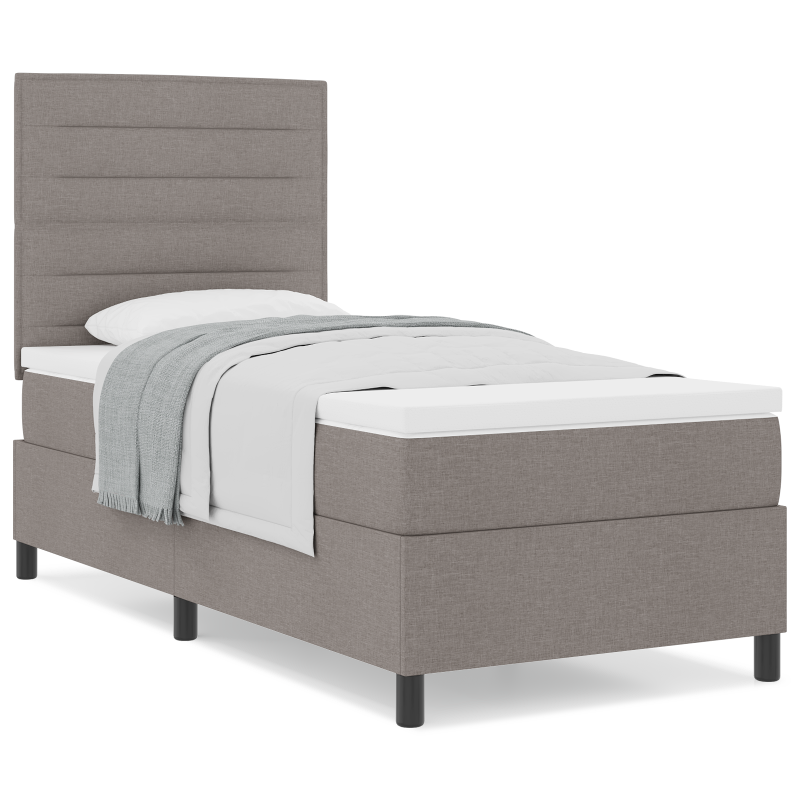 Box Spring Bed with Mattress Taupe 80x200 cm Fabric - Image 4