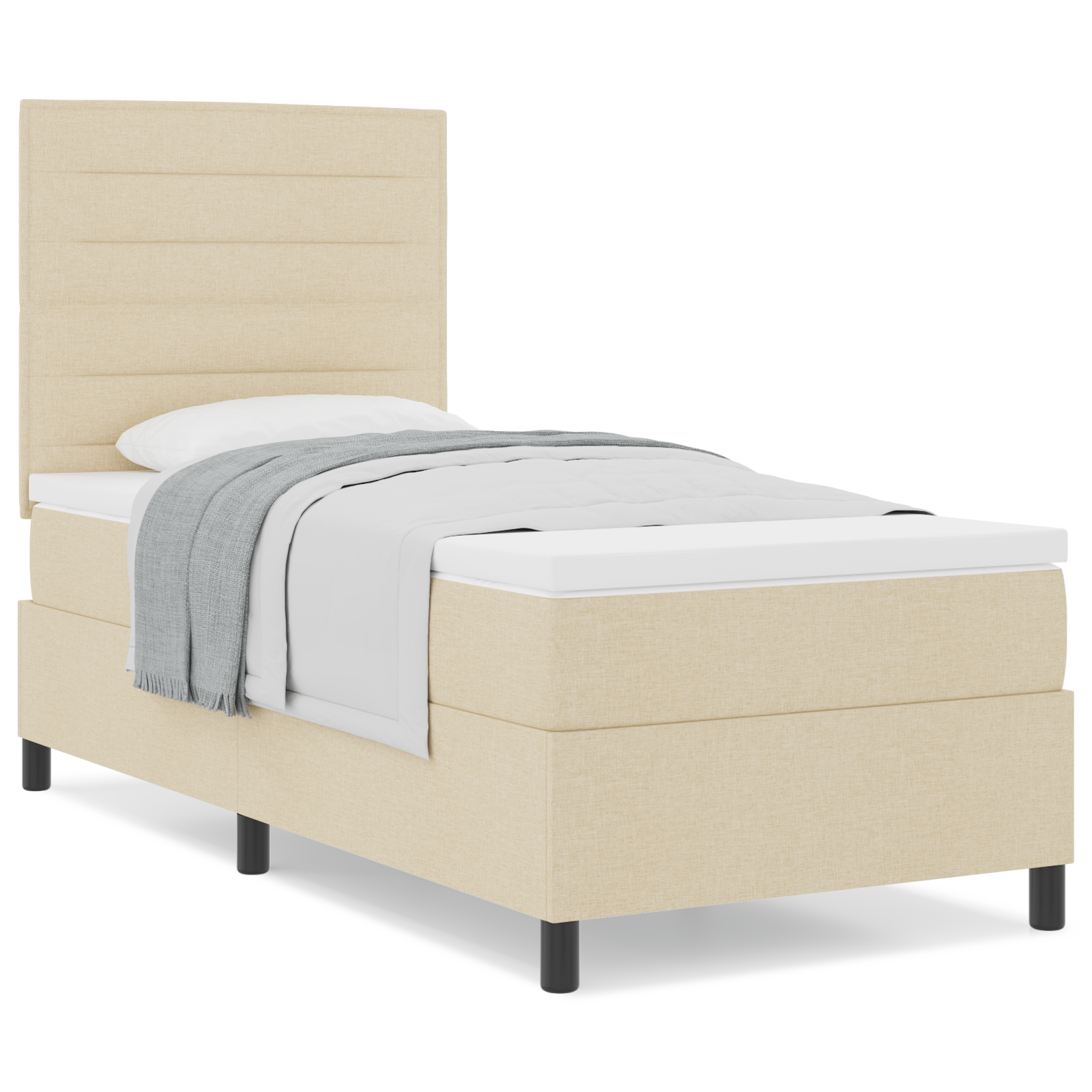 Box Spring Bed with Mattress Cream 80x200 cm Fabric - Image 4