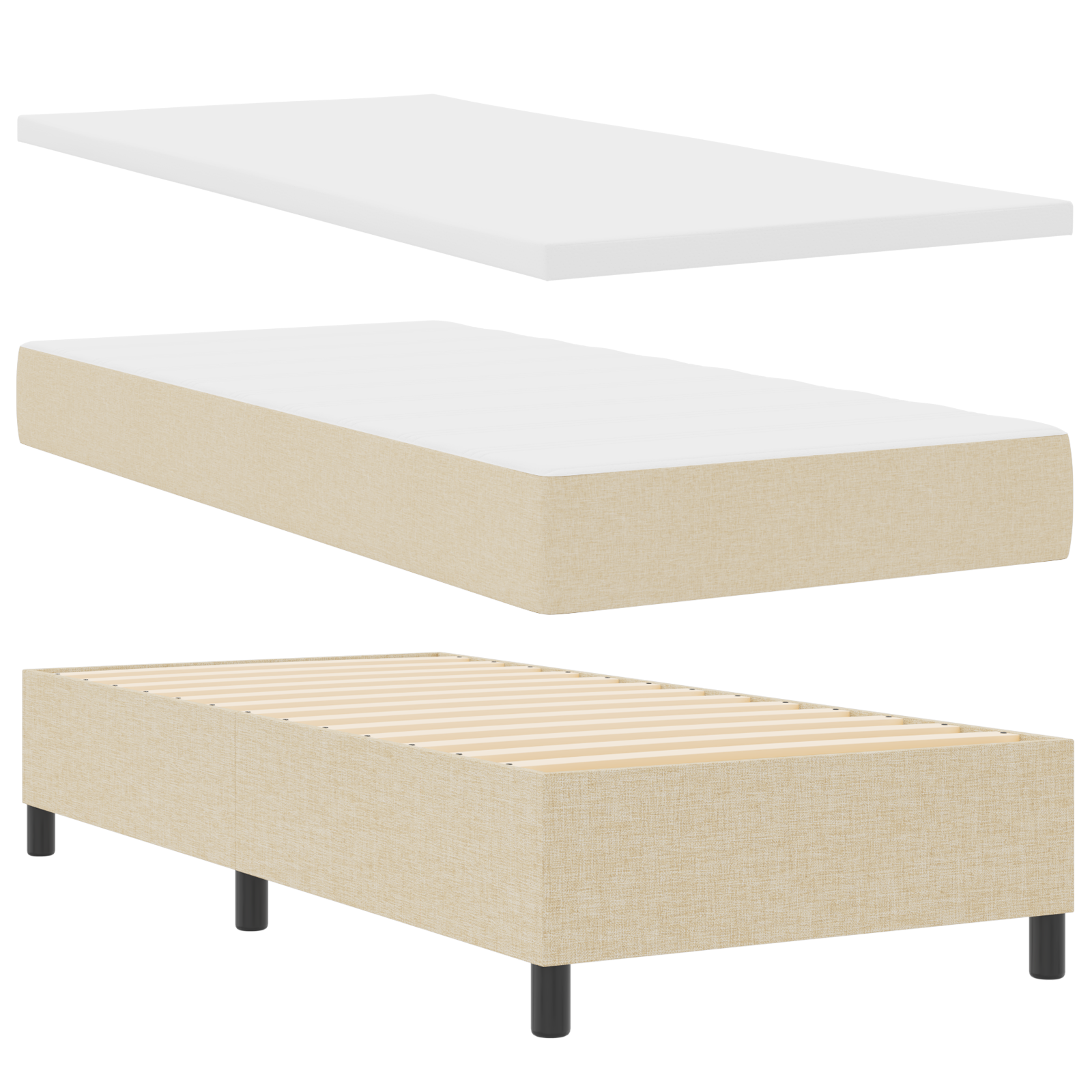 Box Spring Bed with Mattress Cream 80x200 cm Fabric - Image 7