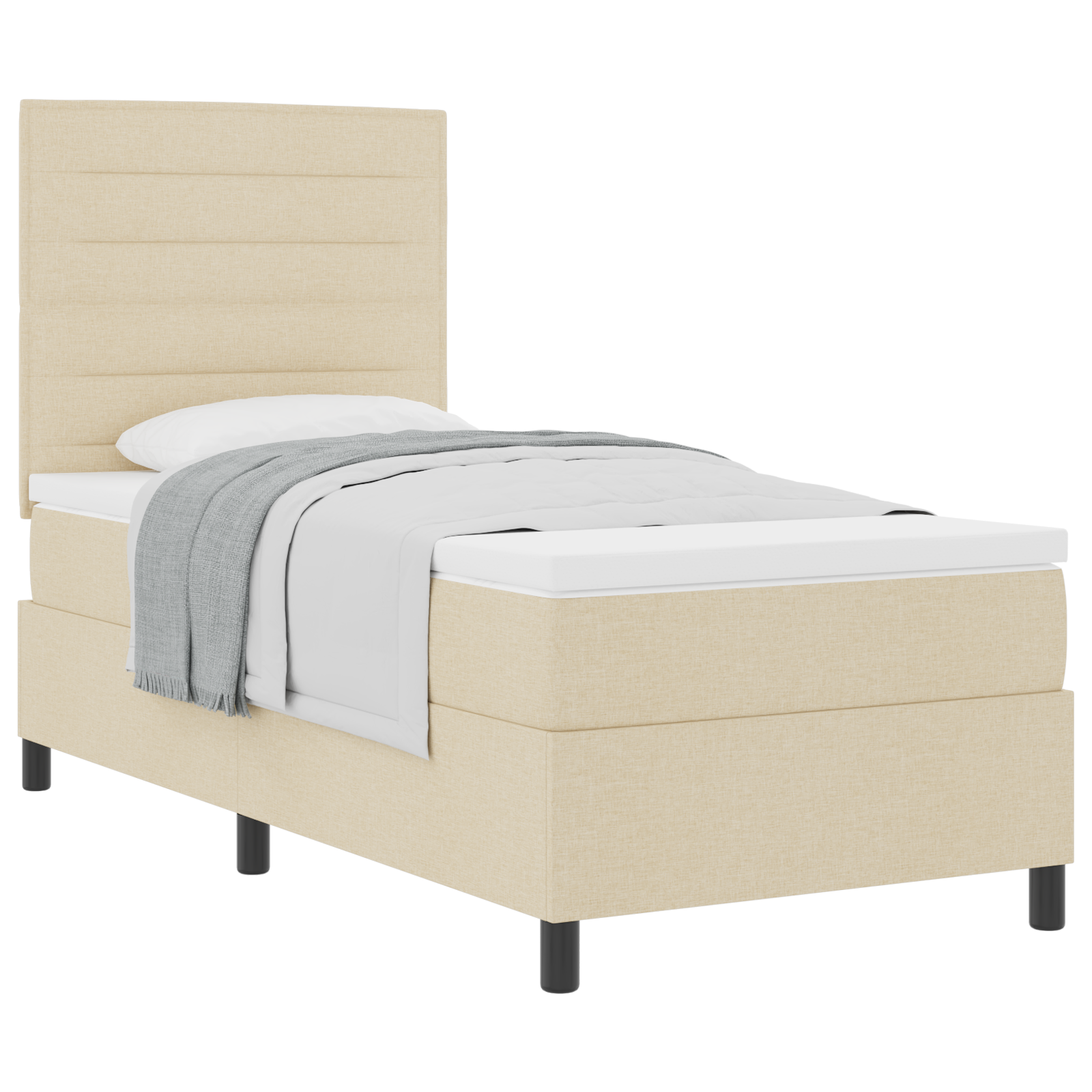 Box Spring Bed with Mattress Cream 80x200 cm Fabric - Image 2