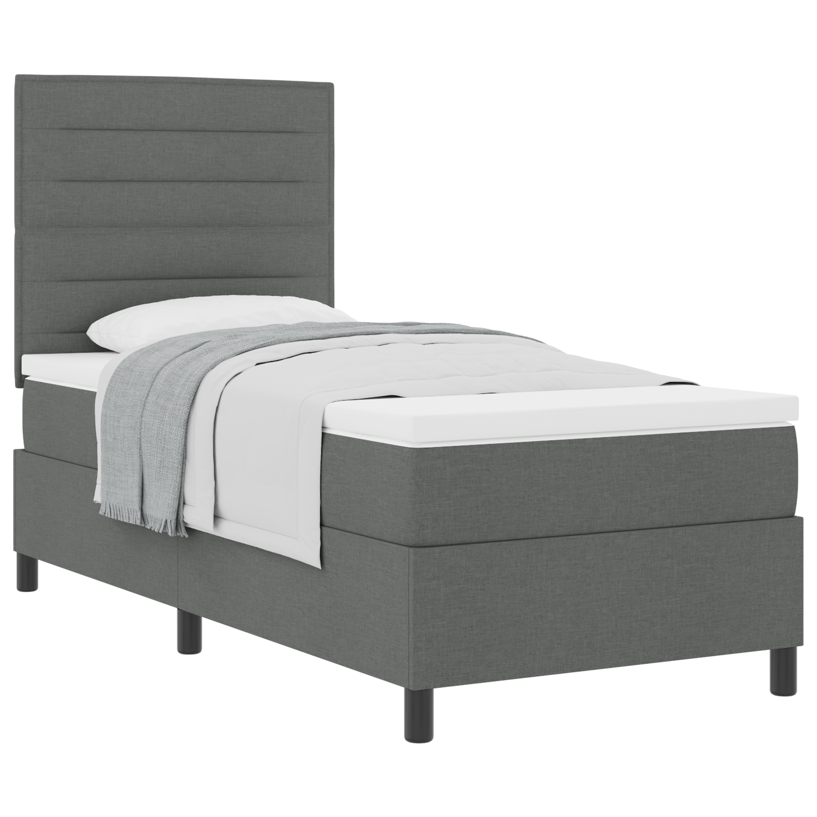 Thumbnail - vidaXL Boxspringbett mit Matratze Dunkelgrau 90x200 cm Stoff