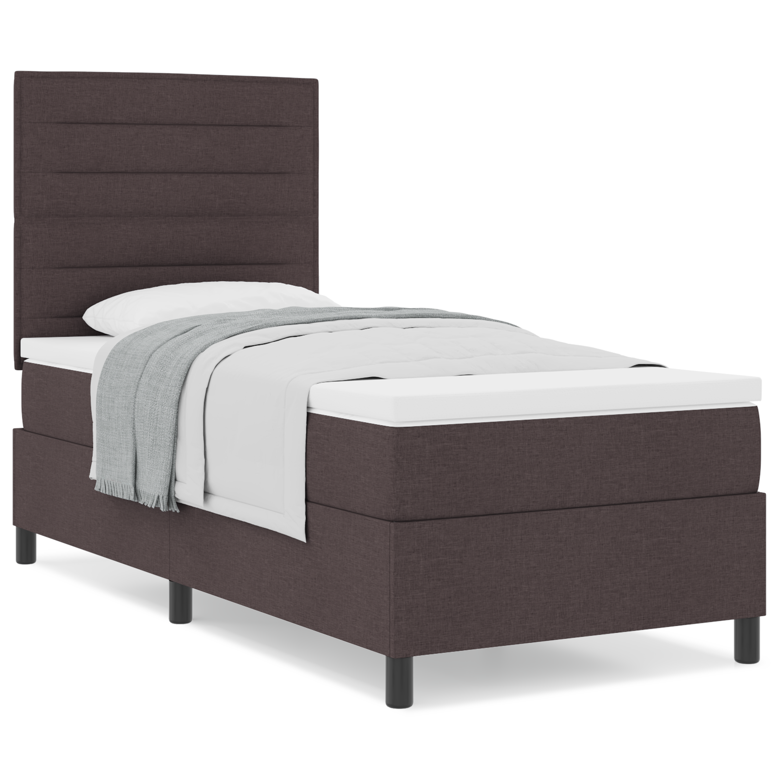 Kapsulės lova su čiužiniu tamsiai ruda 100x200 cm audinys - Image 4