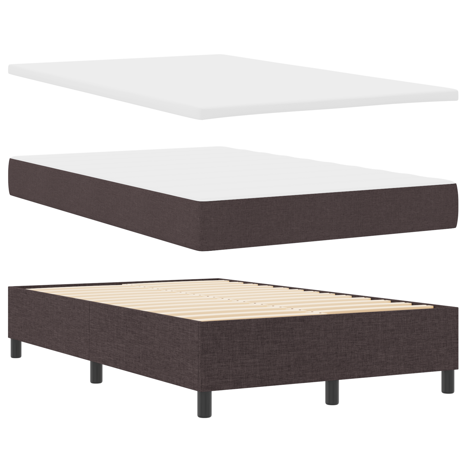 Boxspringbett mit Matratze Dunkelbraun Klein-Doppelstoff – Bild 7