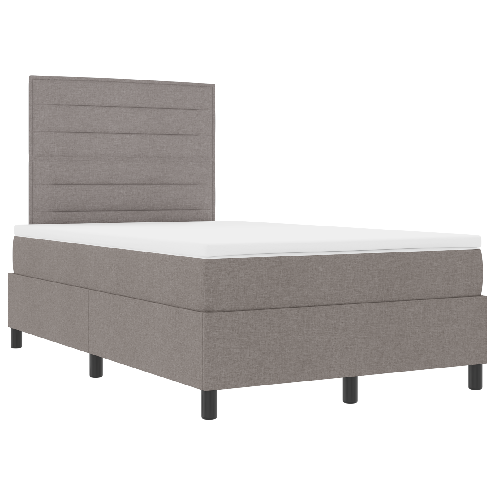 Boxspringbett mit Matratze in Taupe – Kleines Doppelbett aus Stoff – Bild 6