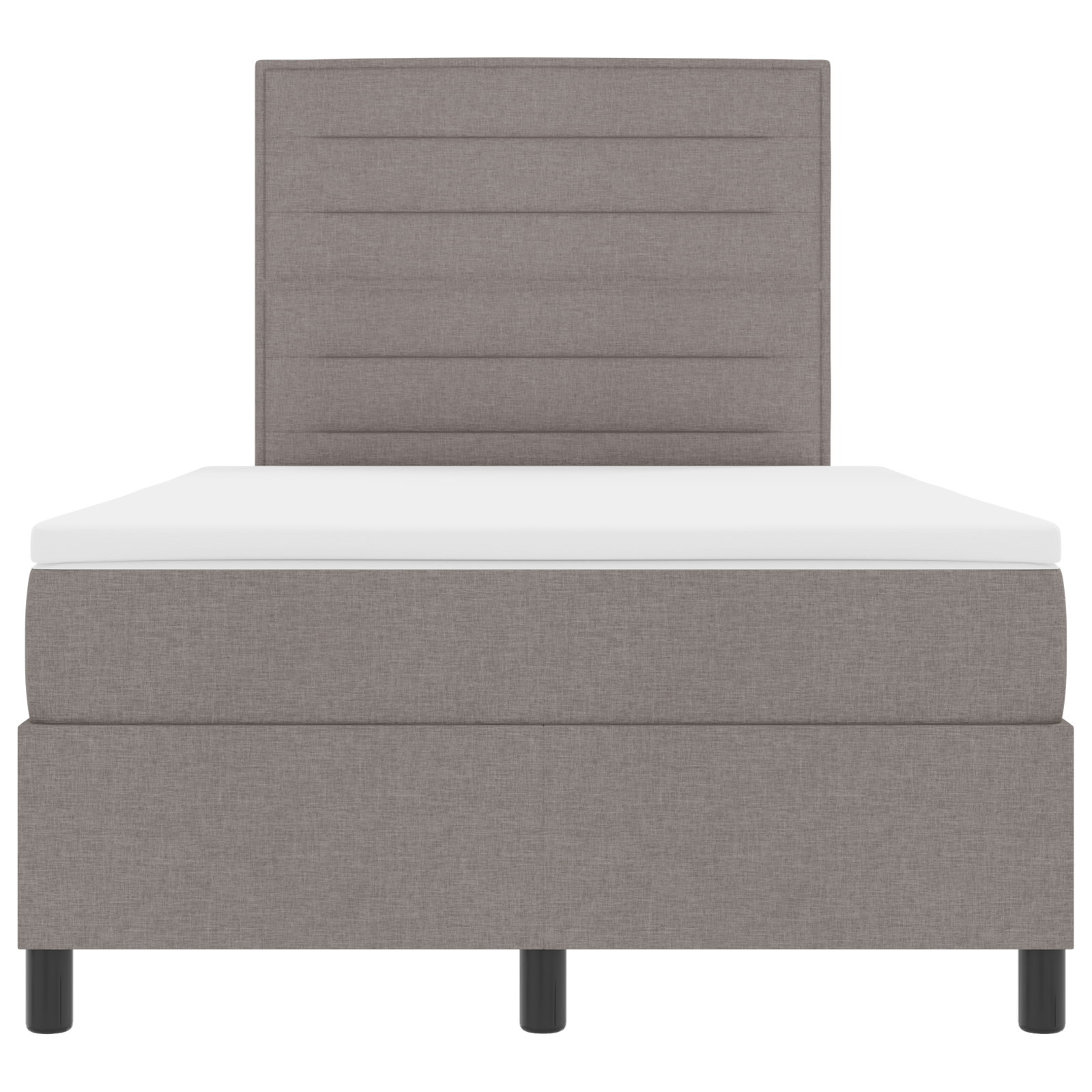 Boxspringbett mit Matratze in Taupe – Kleines Doppelbett aus Stoff – Bild 8