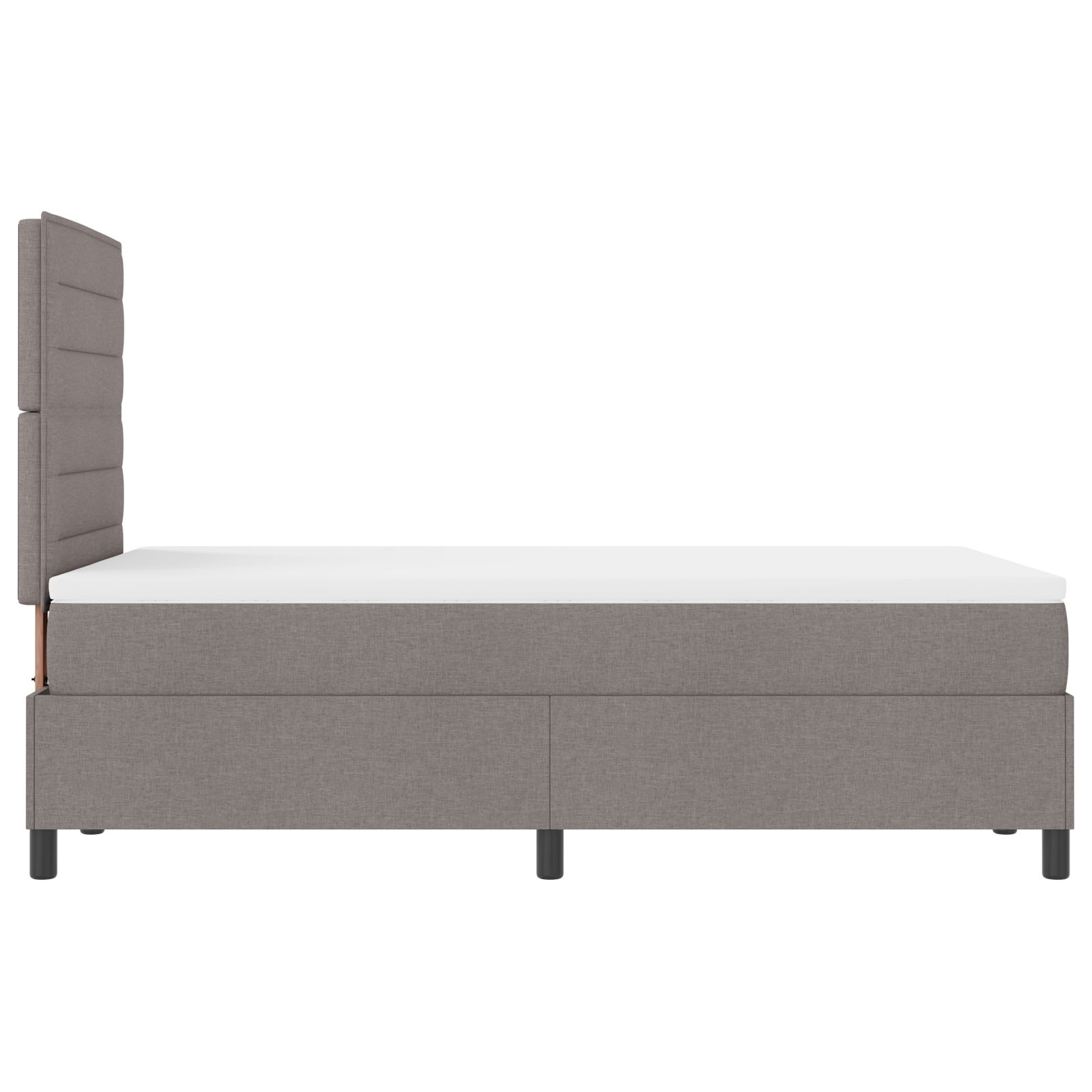Boxspringbett mit Matratze in Taupe – Kleines Doppelbett aus Stoff – Bild 9