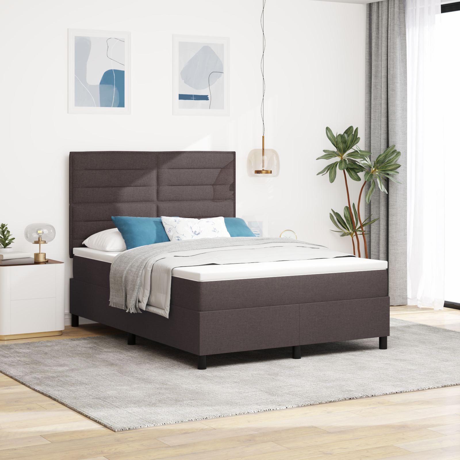 Thumbnail - vidaXL Boxspringbett mit Matratze Dunkelbraun 140x200 cm Stoff