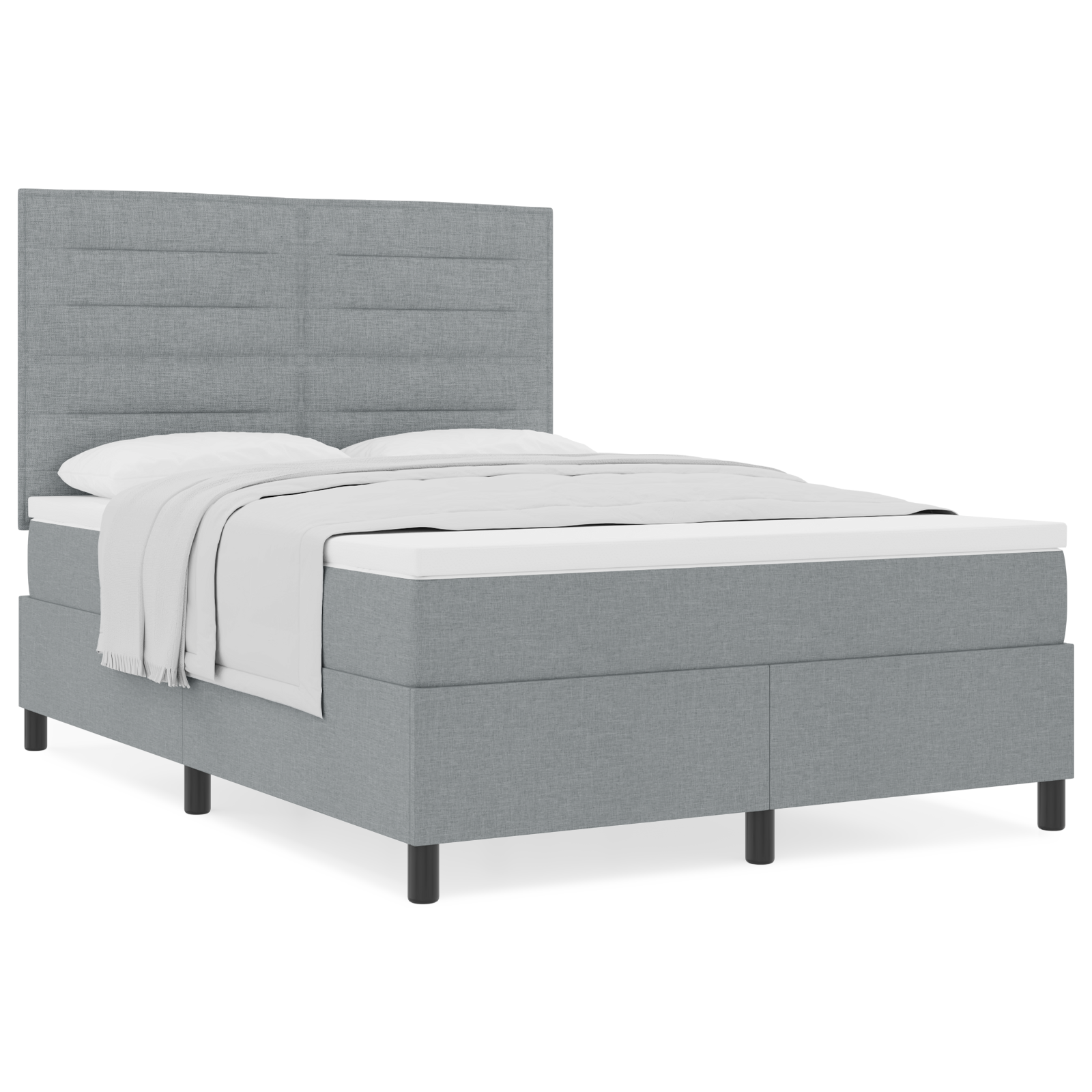 Dėžutės pavasario lova su matracu šviesiai pilka 160x200 cm audinys - Image 4