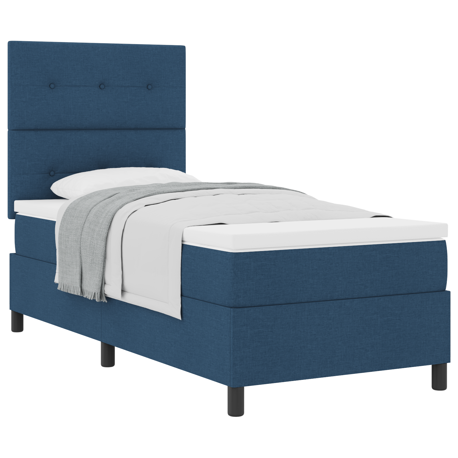 Box Spring lova su čiužiniu mėlyna 90x200 cm audinys - Image 2