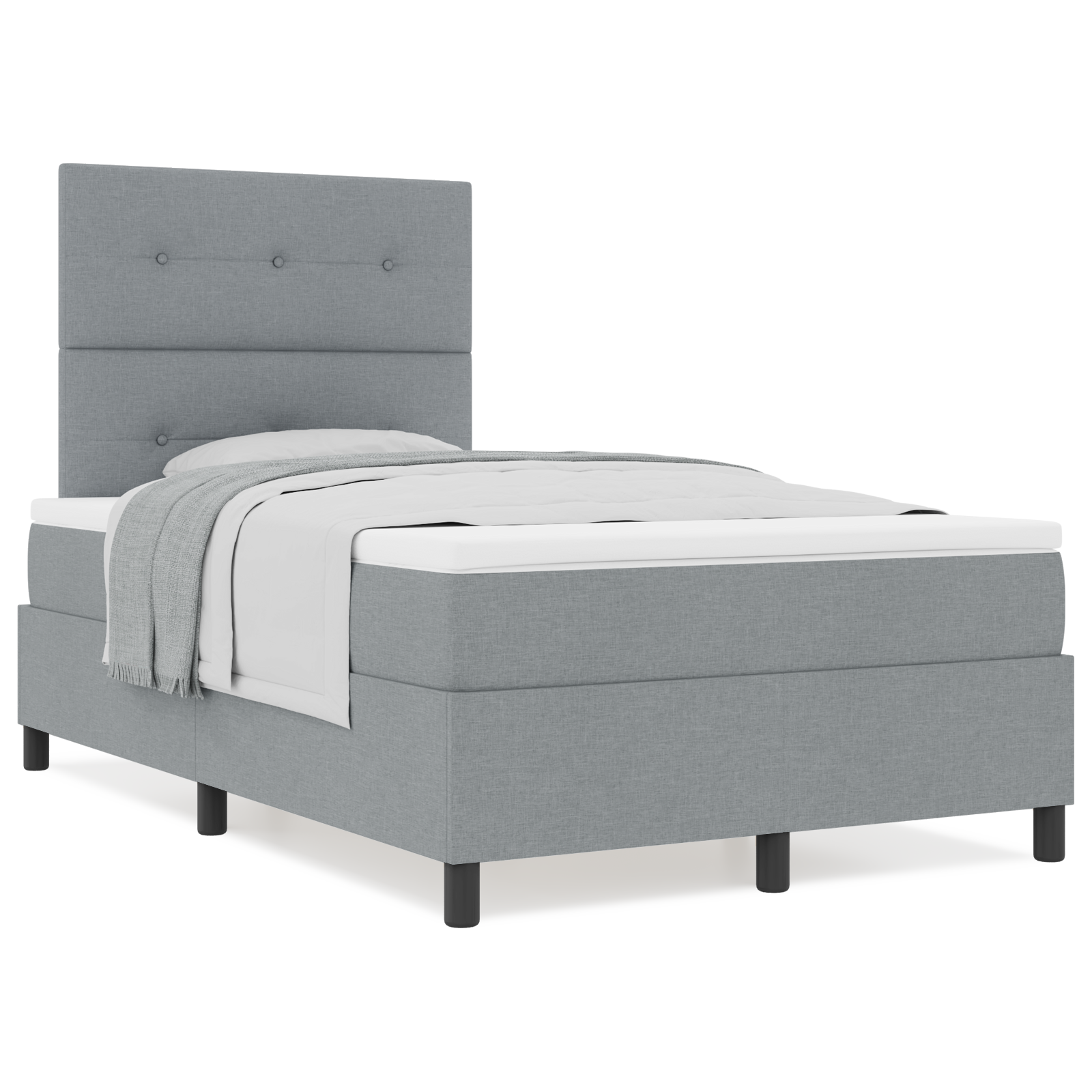 Dėžės Spyruoklės Lova su Čiužiniu Šviesiai Pilka Maža Dvigulė Audinio - Image 4