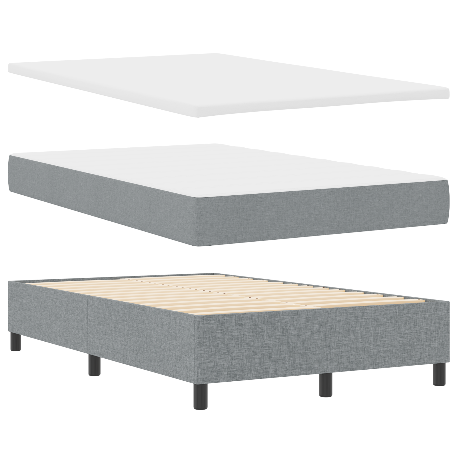 Box Spring lova su čiužiniu Šviesiai pilka 120x200 cm Audinys - Image 7