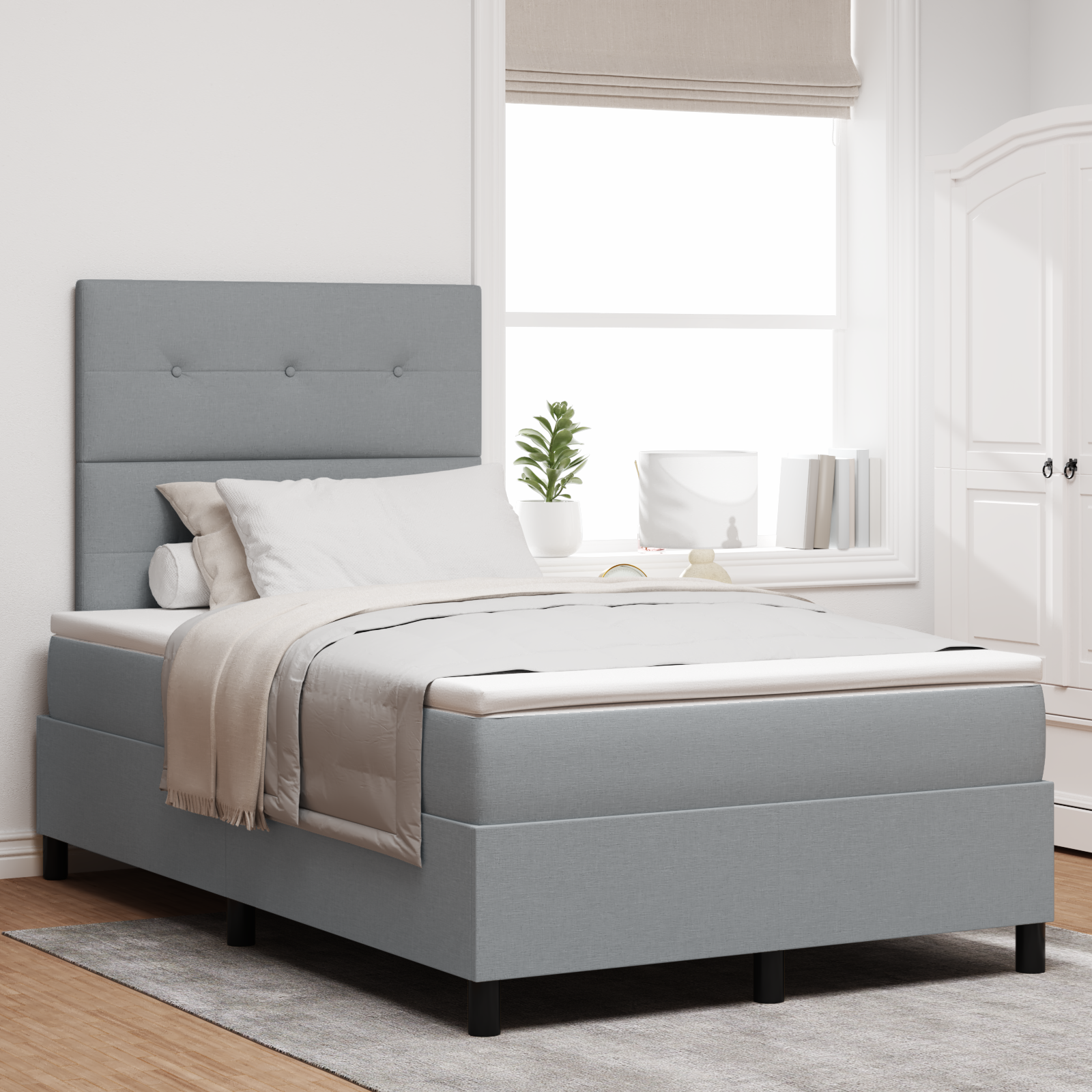 Box Spring lova su čiužiniu Šviesiai pilka 120x200 cm Audinys