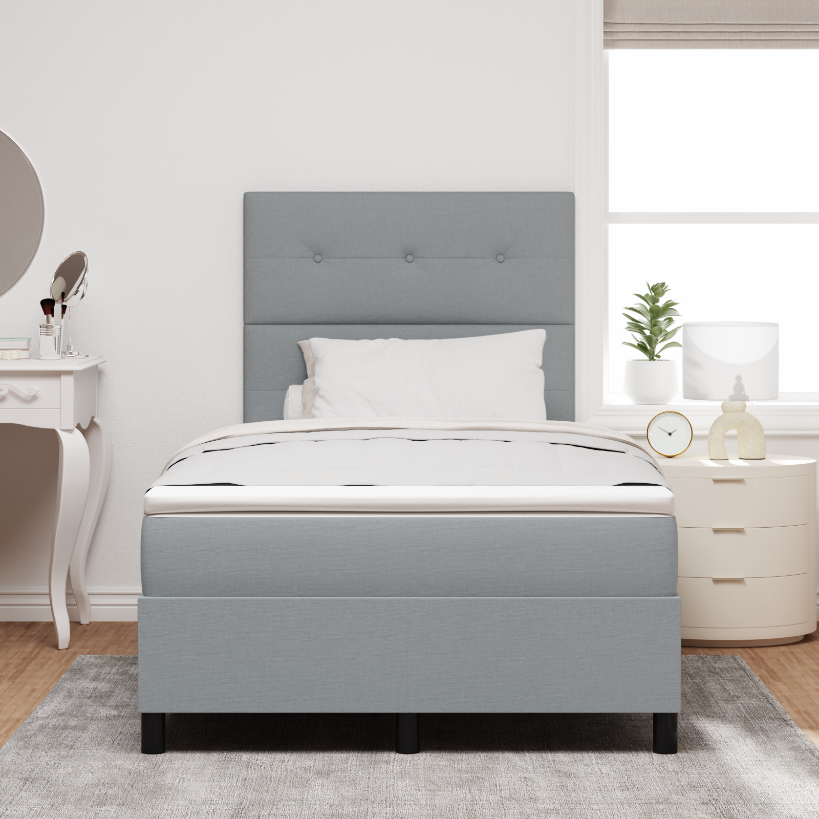 Box Spring lova su čiužiniu Šviesiai pilka 120x200 cm Audinys - Image 5