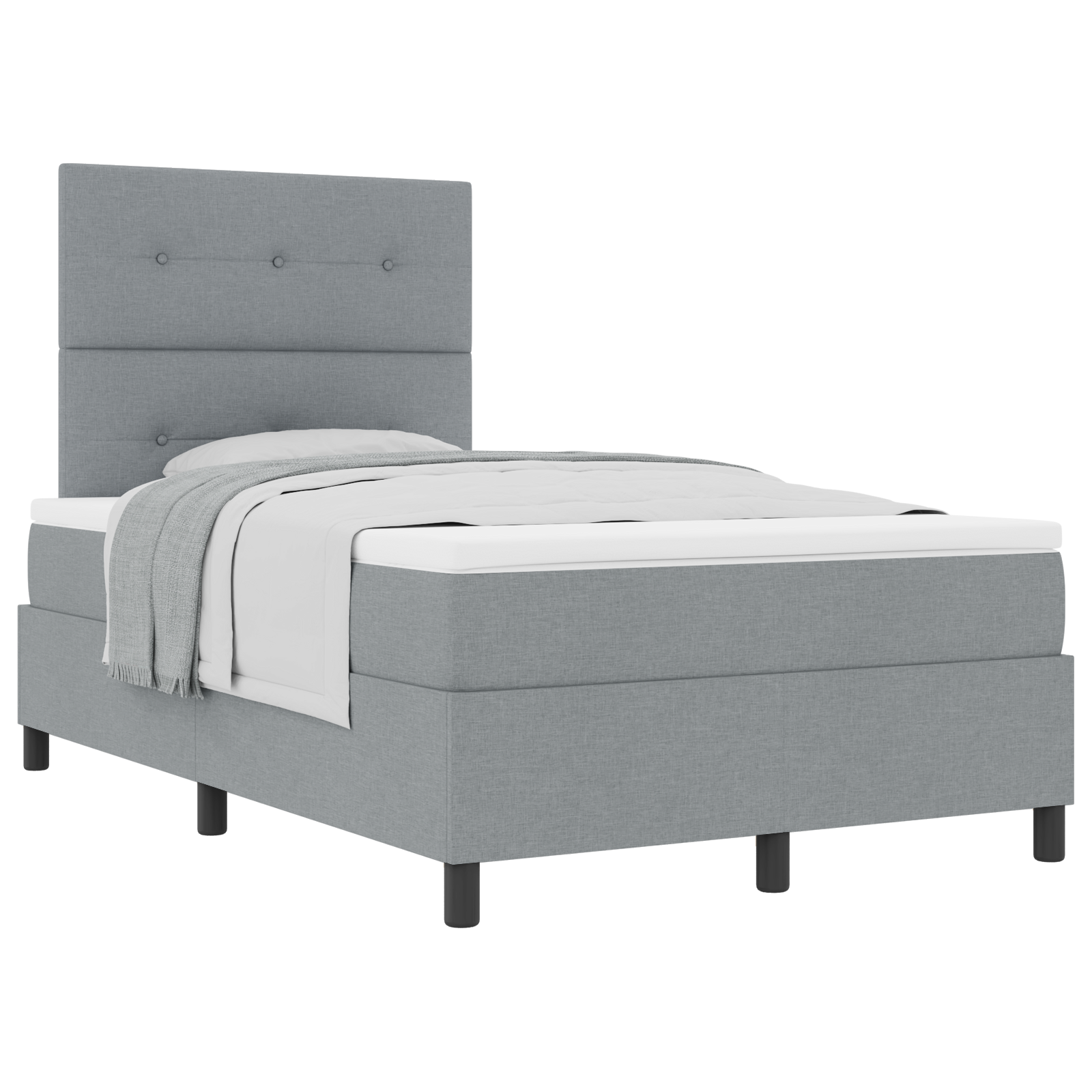 Box Spring lova su čiužiniu Šviesiai pilka 120x200 cm Audinys - Image 2