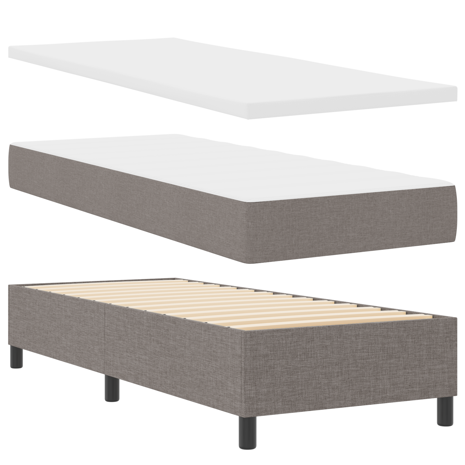 Box Spring Bed with Mattress Taupe 80x200 cm Fabric - Image 7