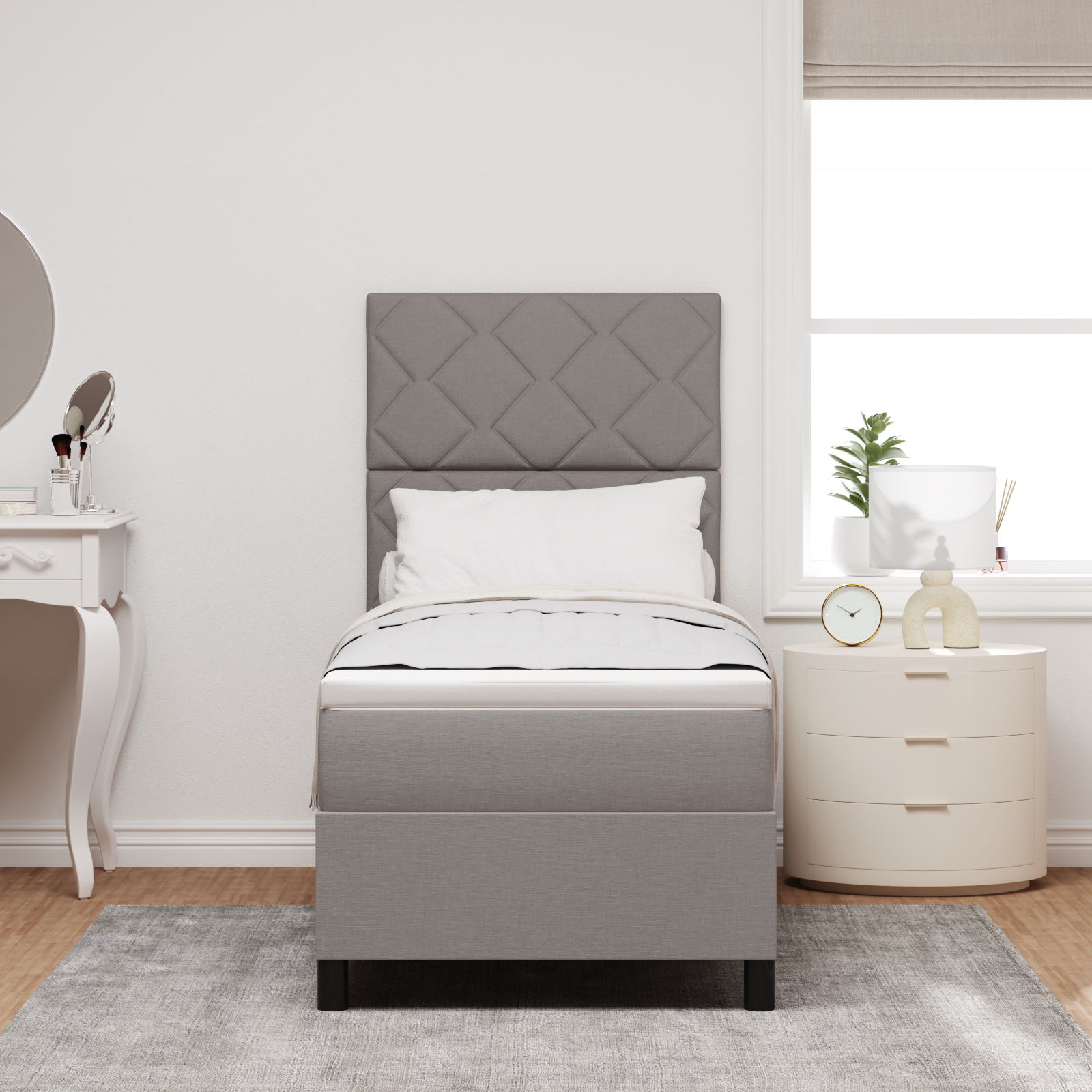 Box Spring Bed with Mattress Taupe 80x200 cm Fabric - Image 5