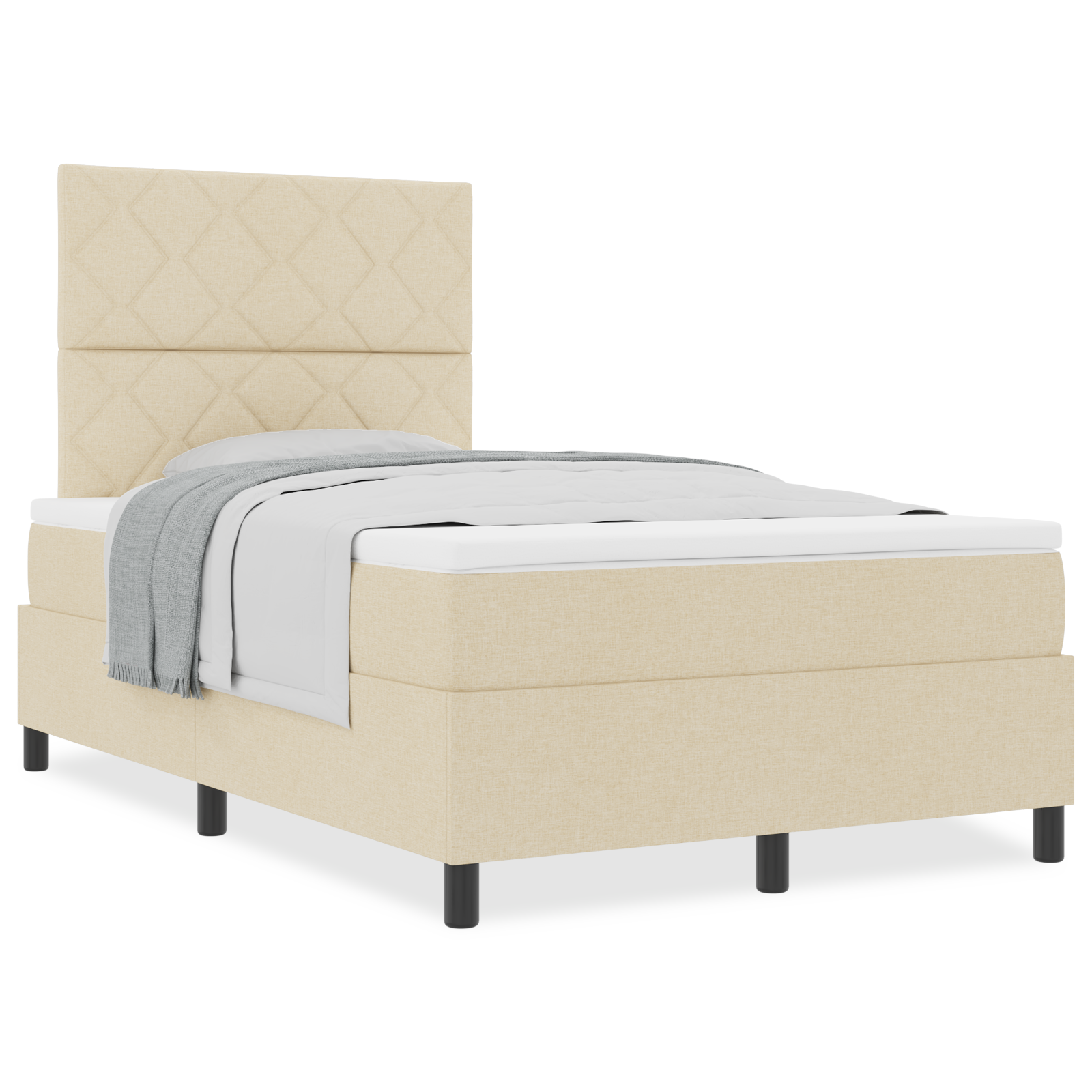 Čiužinio lova su čiužiniu, kremine spalva, 120x200 cm, audinys - Image 4