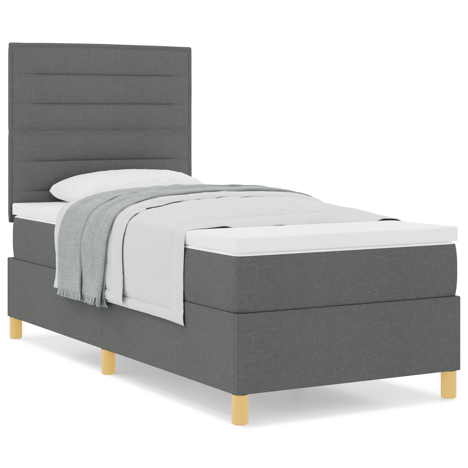 Dėžės tipo lova su čiužiniu Tamsiai pilka 90x200 cm Audinys - Image 4