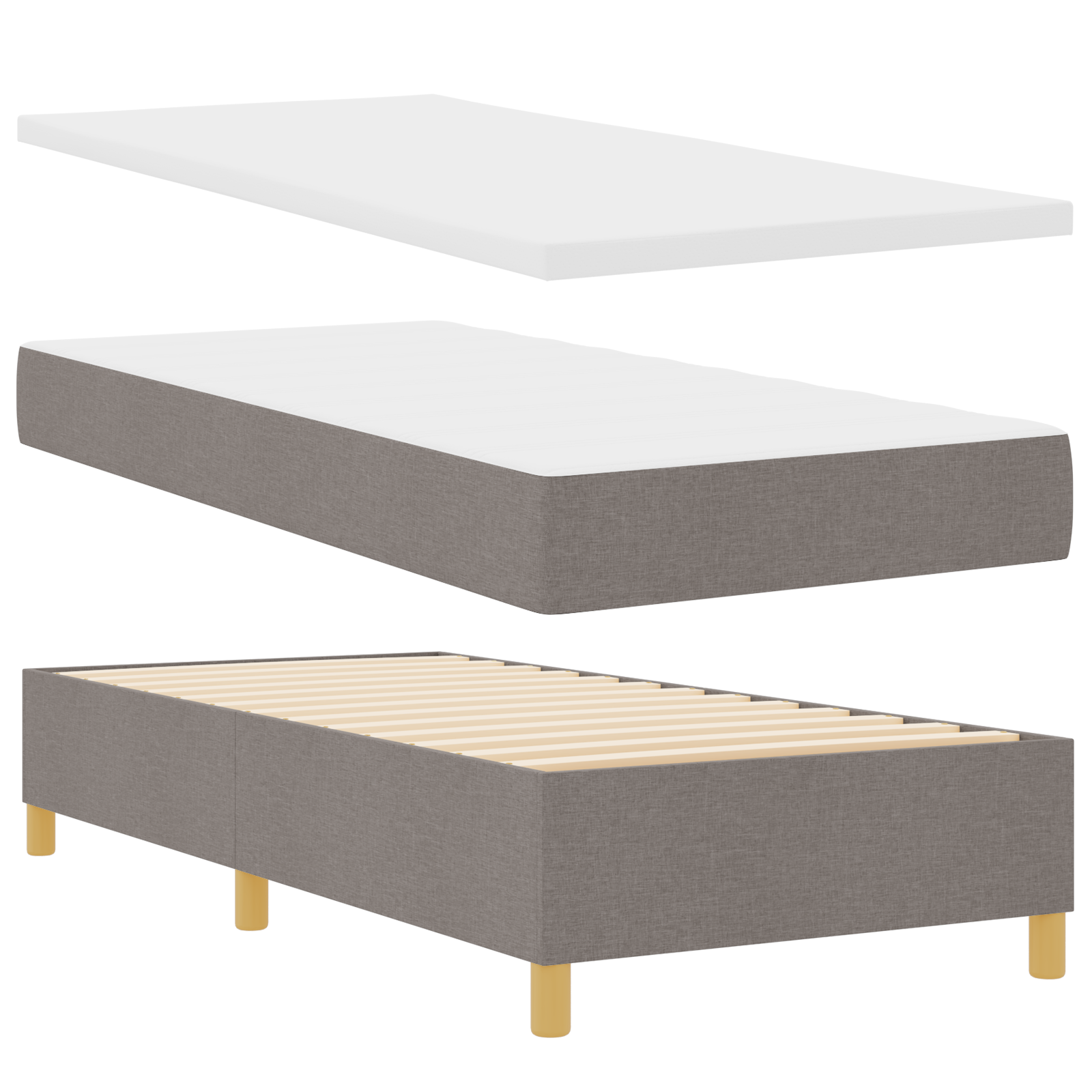 dėžutės spyruoklinė lova su čiužiniu taupe 100x200 cm audinys - Image 7
