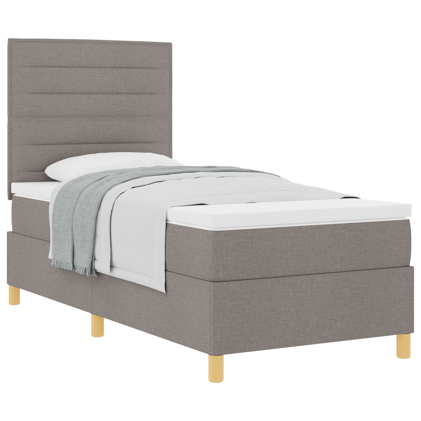 dėžutės spyruoklinė lova su čiužiniu taupe 100x200 cm audinys - Image 2