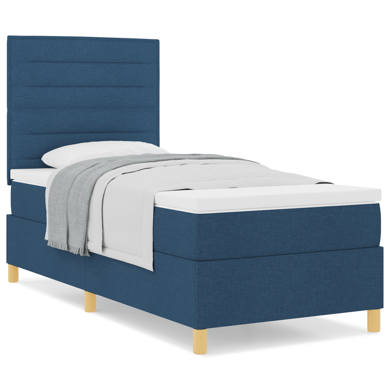 Lova su spyruokle ir čiužiniu Mėlyna 100x200 cm Audinys - Image 4