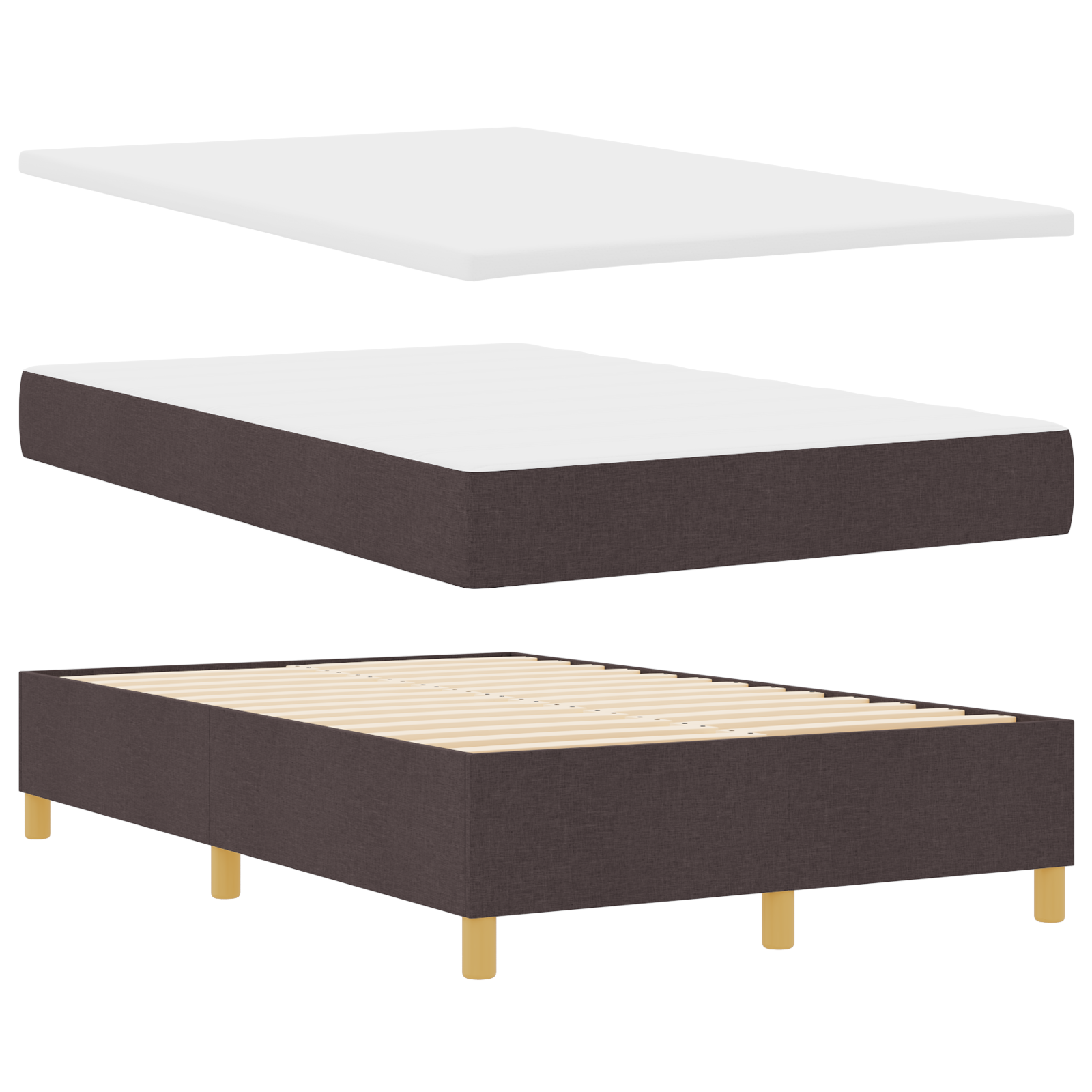 Boxspringbett mit Matratze dunkelbraun kleines Doppelstoff – Bild 7