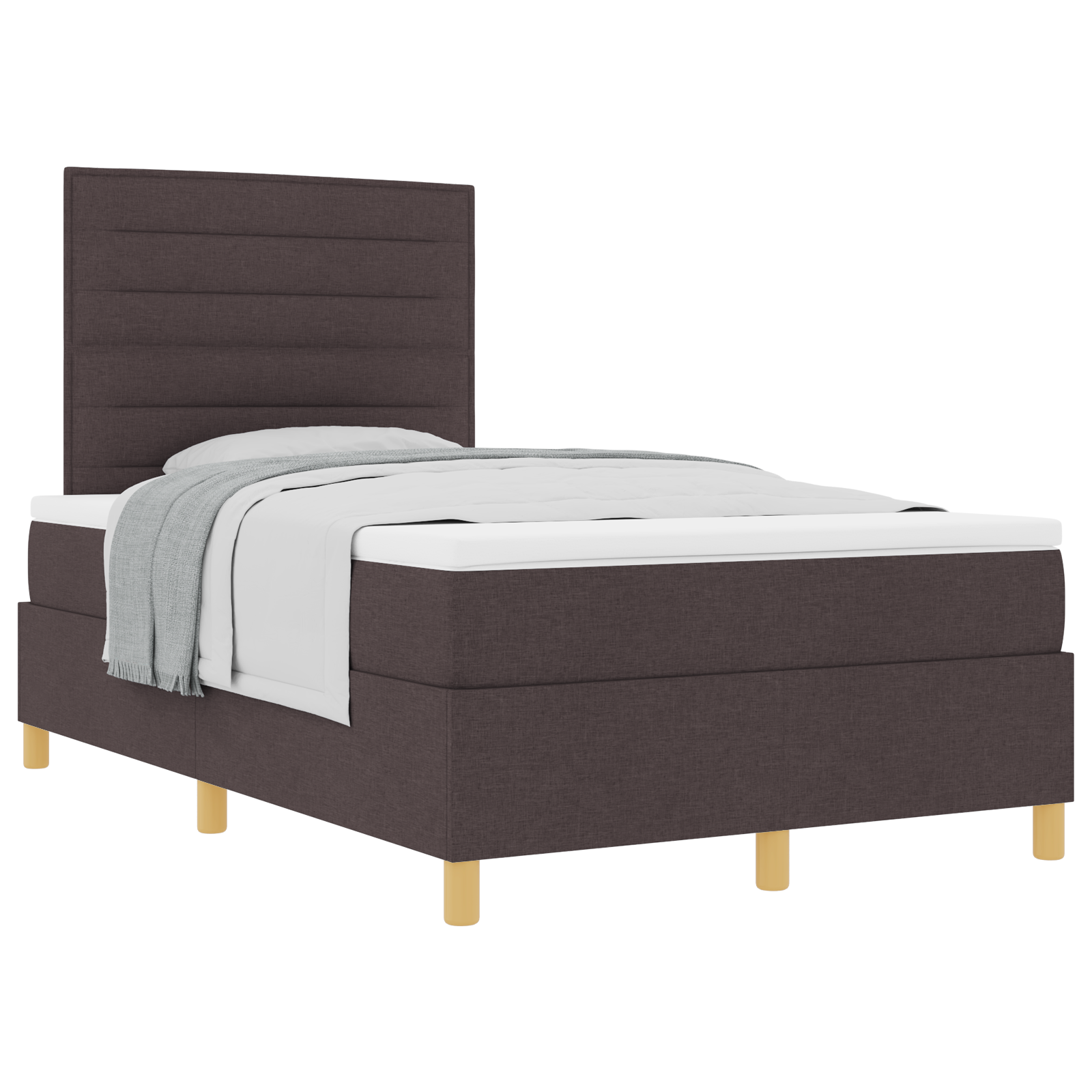 Boxspringbett mit Matratze dunkelbraun kleines Doppelstoff – Bild 2