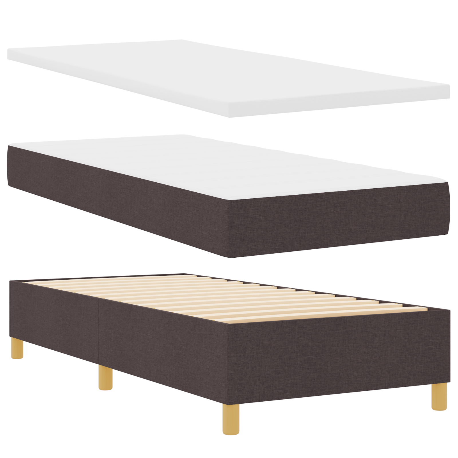 Dėžės Spyruoklinė Lova su Čiužiniu Tamsiai Ruda 80x200 cm Audinys - Image 7