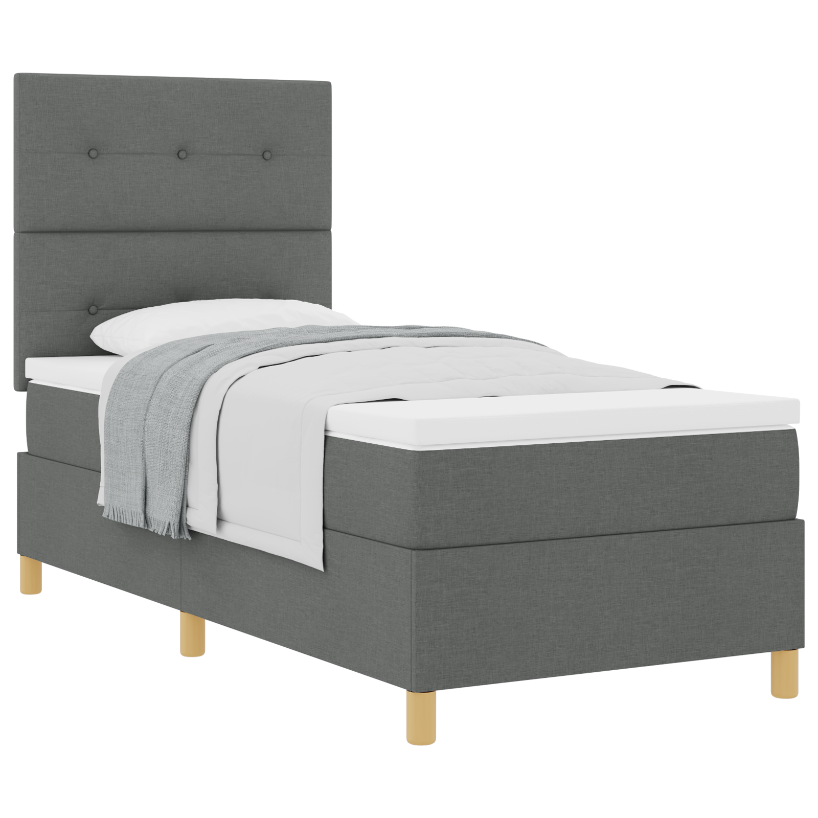 Thumbnail - vidaXL Boxspringbett mit Matratze Dunkelgrau 90x200 cm Stoff
