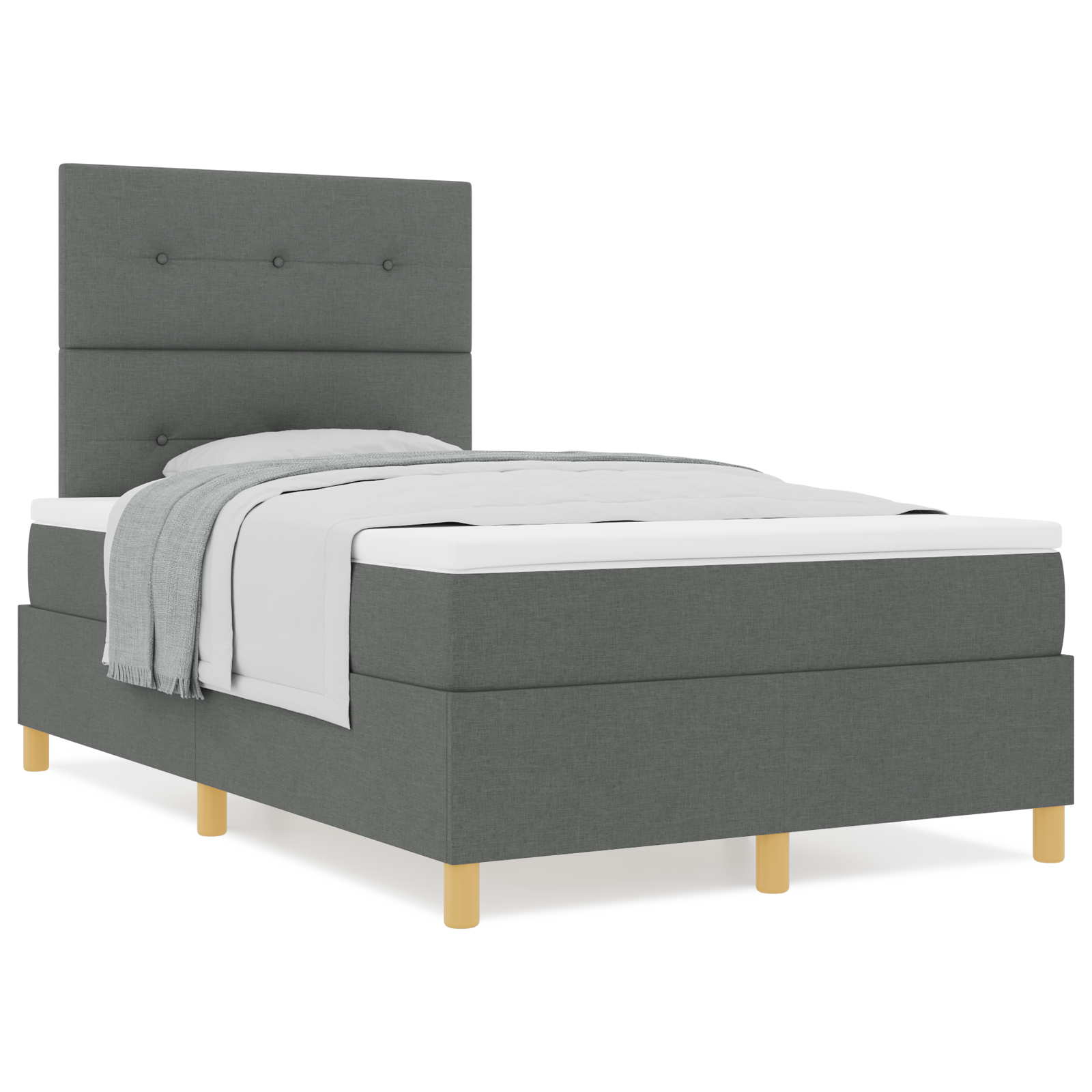 Boxspringbett mit Matratze Dunkelgrau Klein-Doppel Stoff – Bild 4