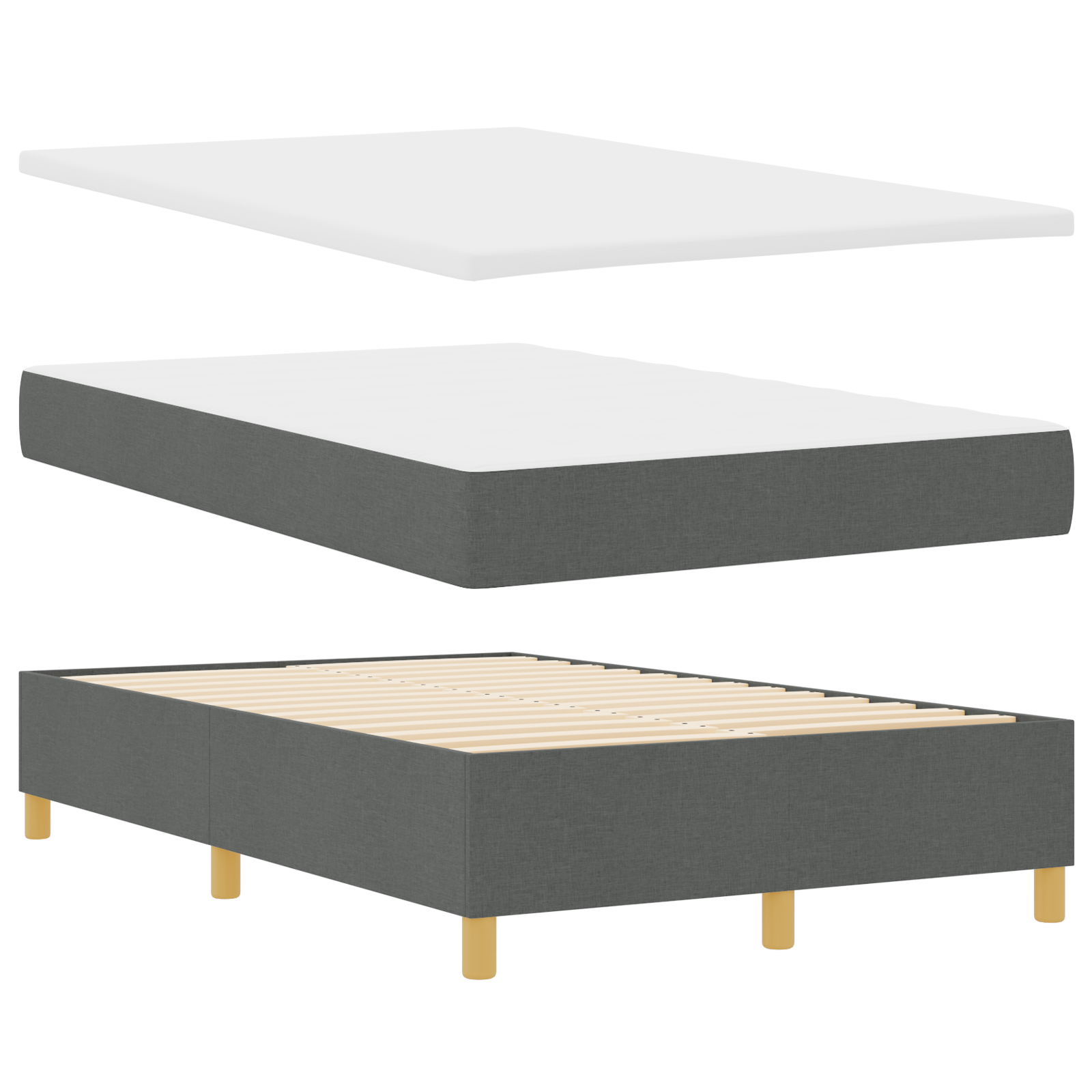 Boxspringbett mit Matratze Dunkelgrau Klein-Doppel Stoff – Bild 7