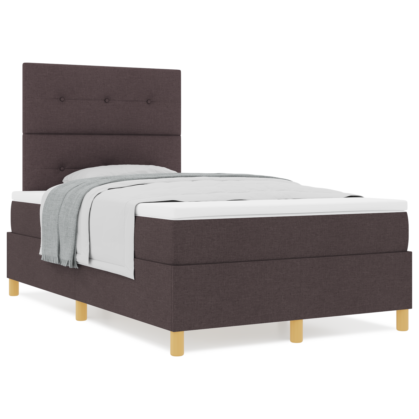 Boxspringbett mit Matratze Dunkelbraun Kleines Doppelbett Stoff – Bild 4