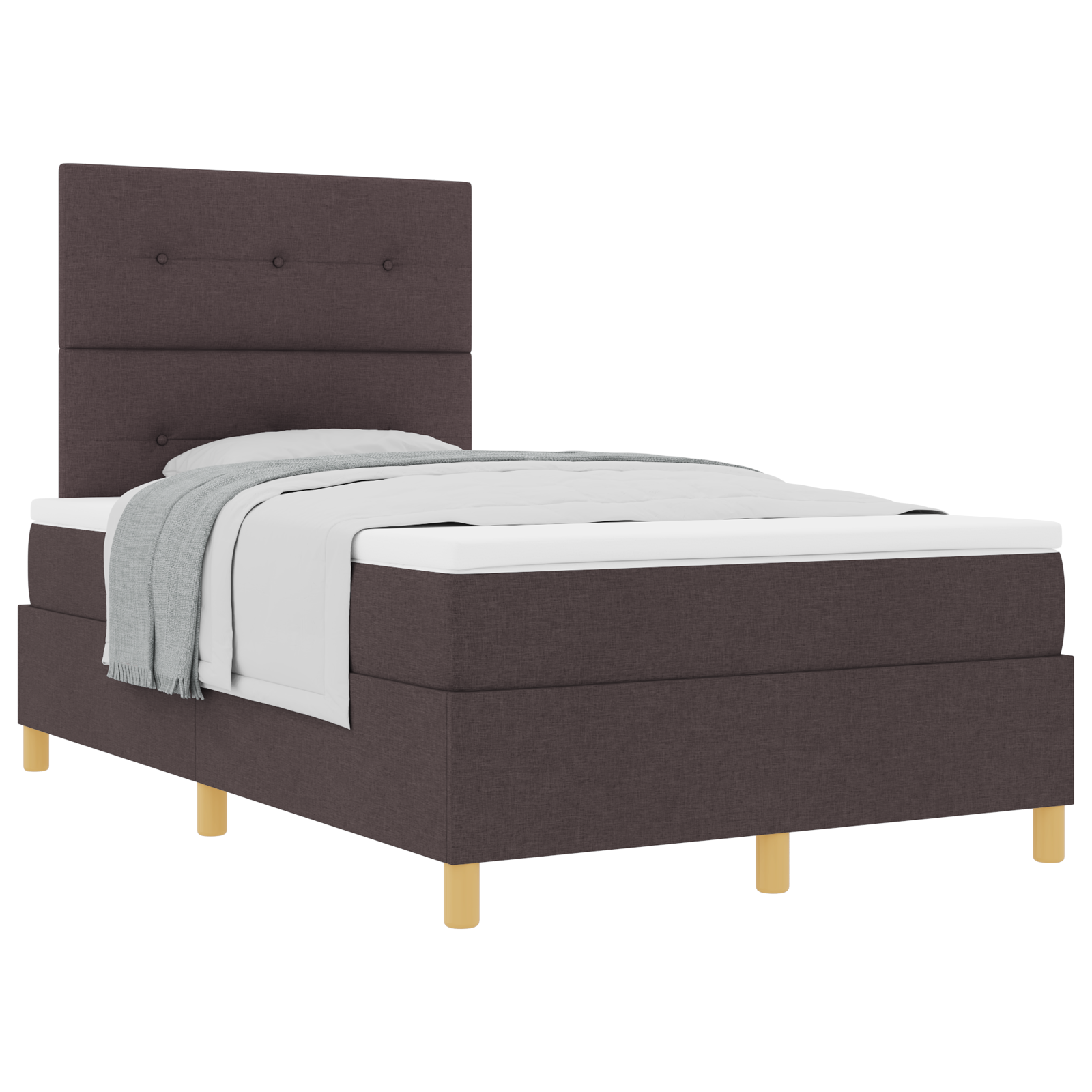 Boxspringbett mit Matratze Dunkelbraun Kleines Doppelbett Stoff – Bild 2